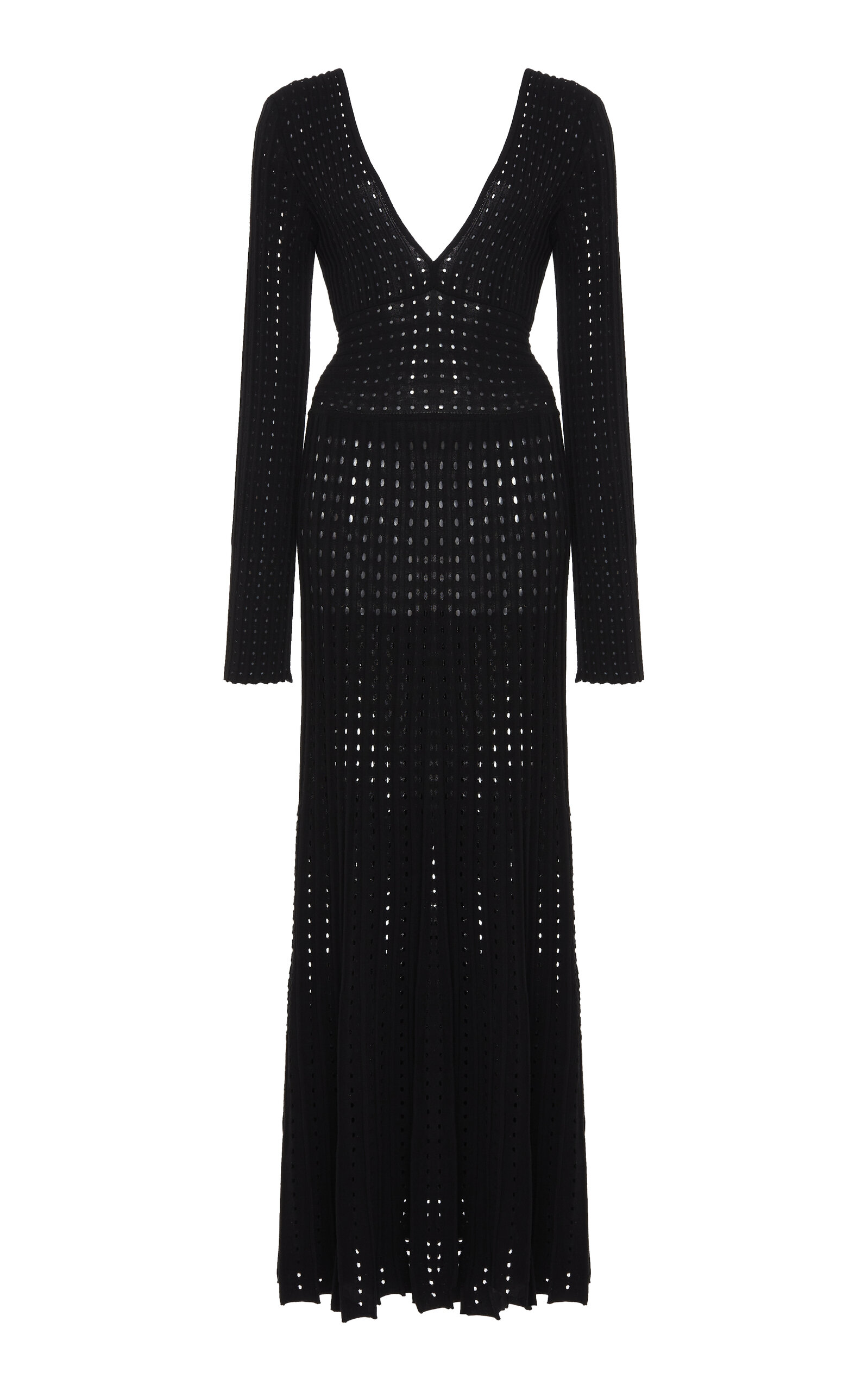 A.w.a.k.e. Perforated Knit Maxi Dress In Black | ModeSens