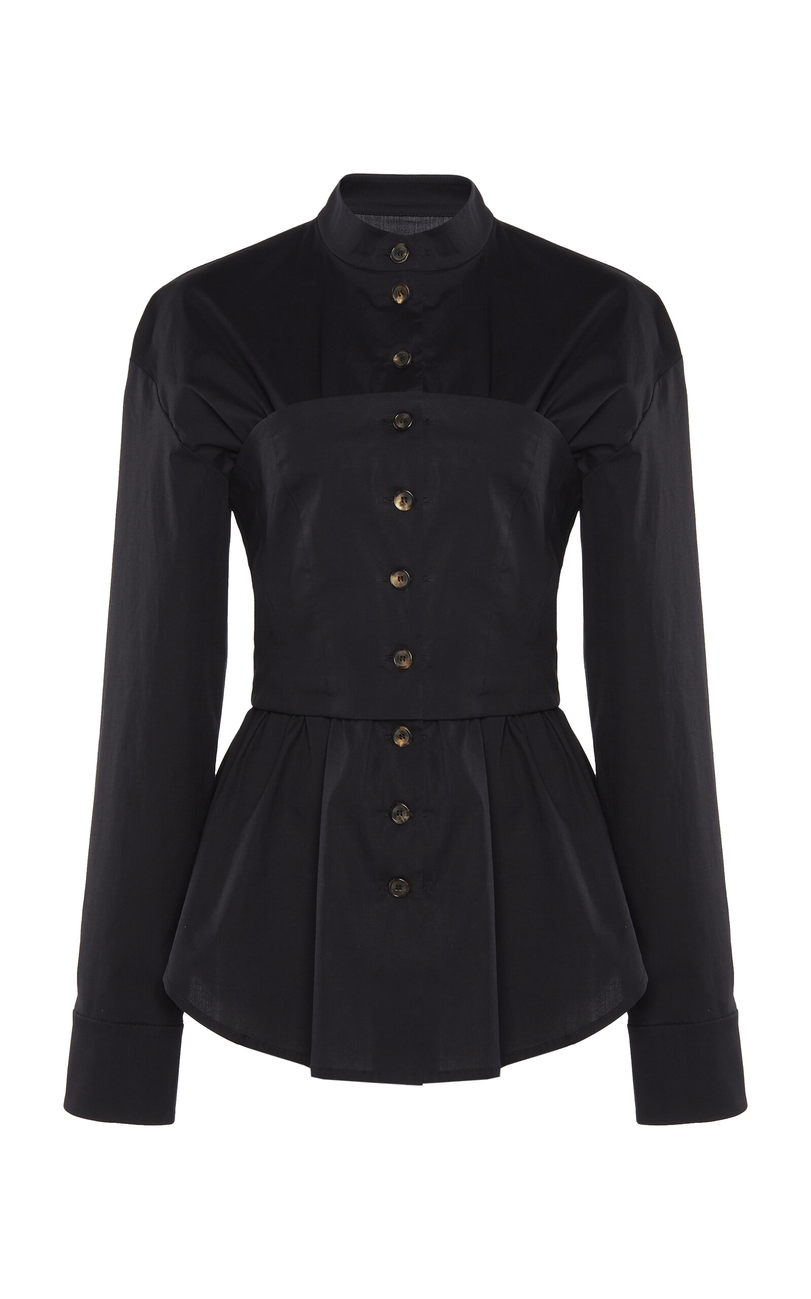 A.W.A.K.E. MODE Stretch-Cotton Corset Shirt - Black