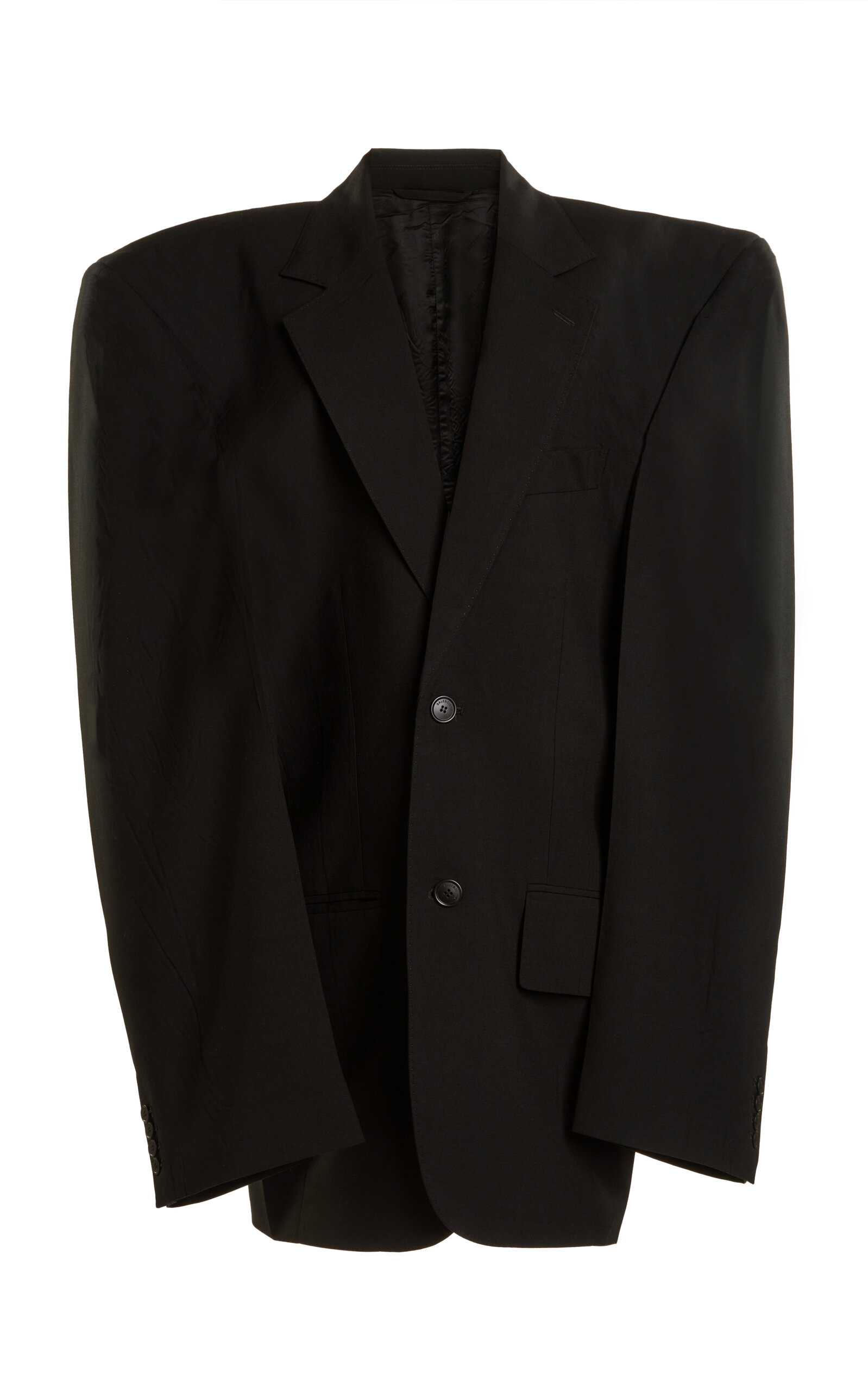Shop Balenciaga Cut-away Boxy Wool Jacket In Black