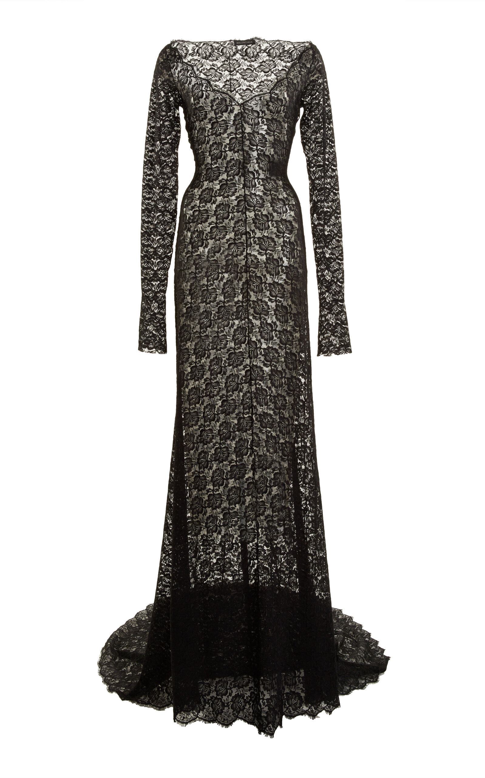Shop Balenciaga Off-the-shoulder Lace Gown In Black