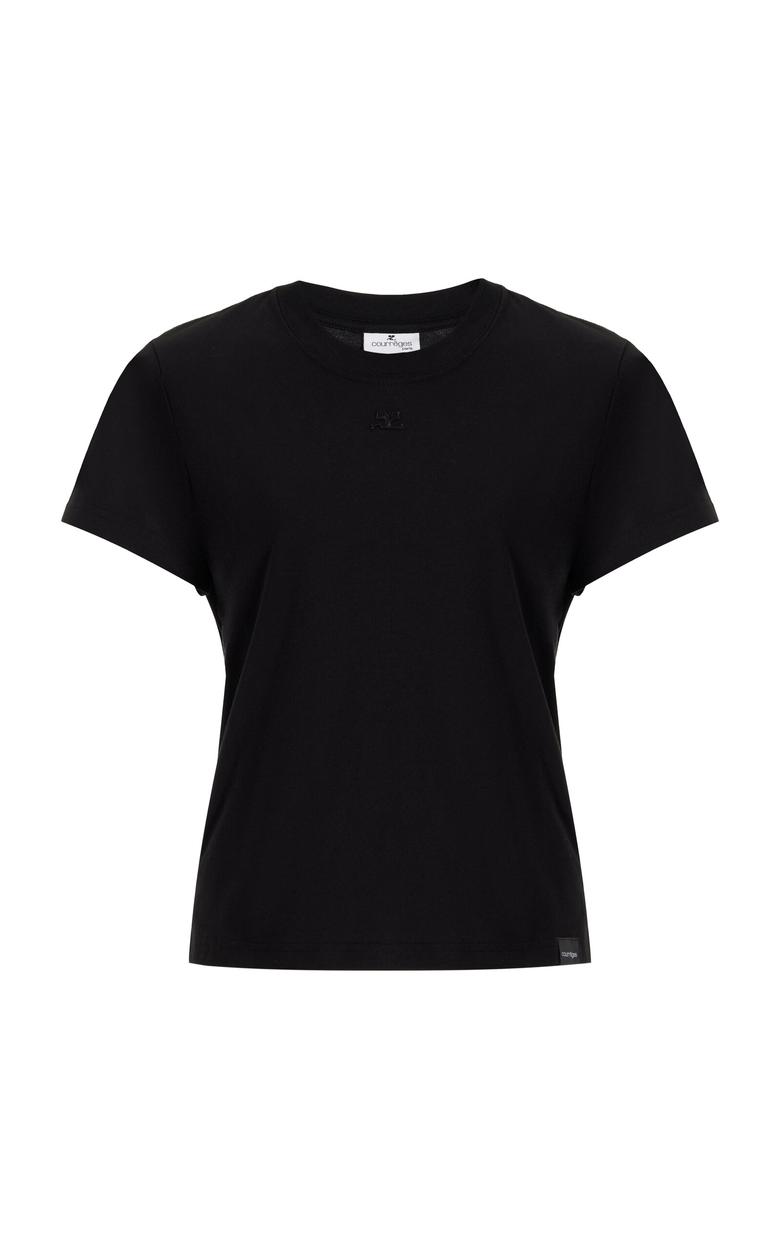 Courrèges Straight-cut Cotton T-shirt In Black