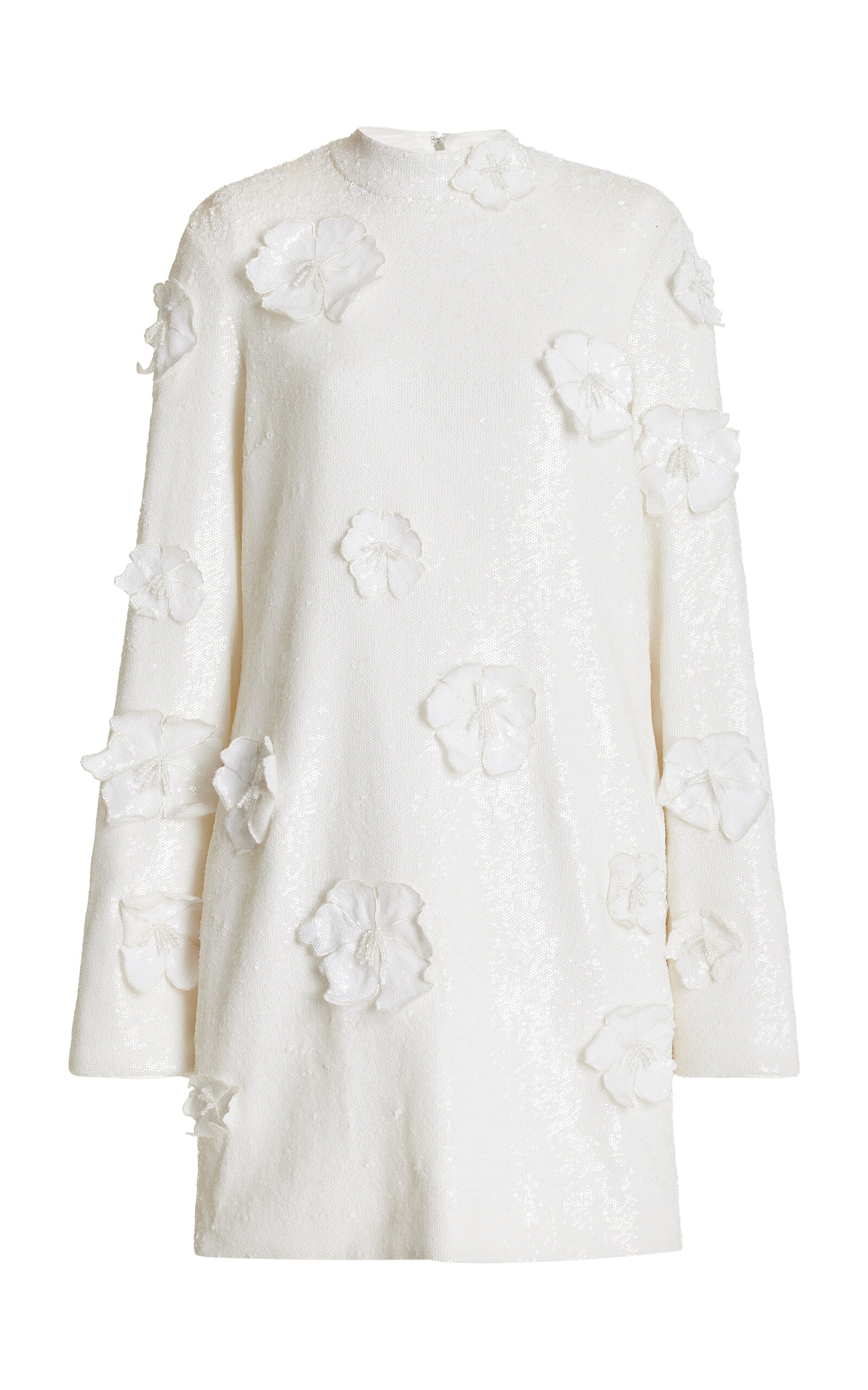 Shop Rotate Birger Christensen Floral-appliquéd Sequin Mini Dress In White