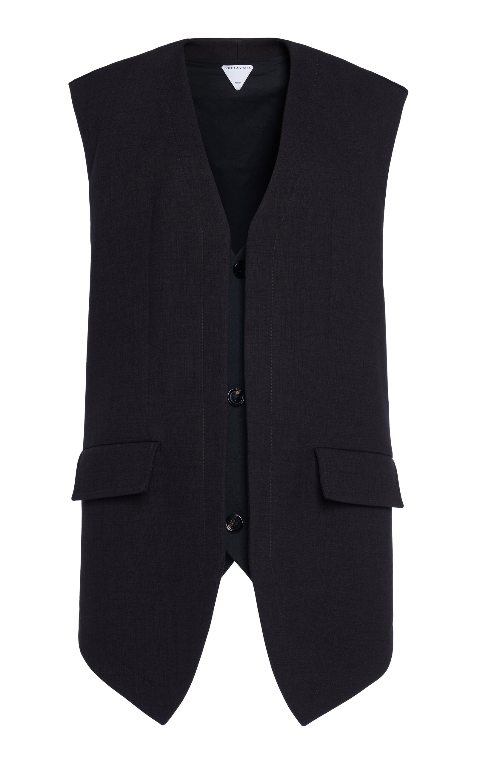 Shop Bottega Veneta Oversized Cotton-blend Melange Vest In Black
