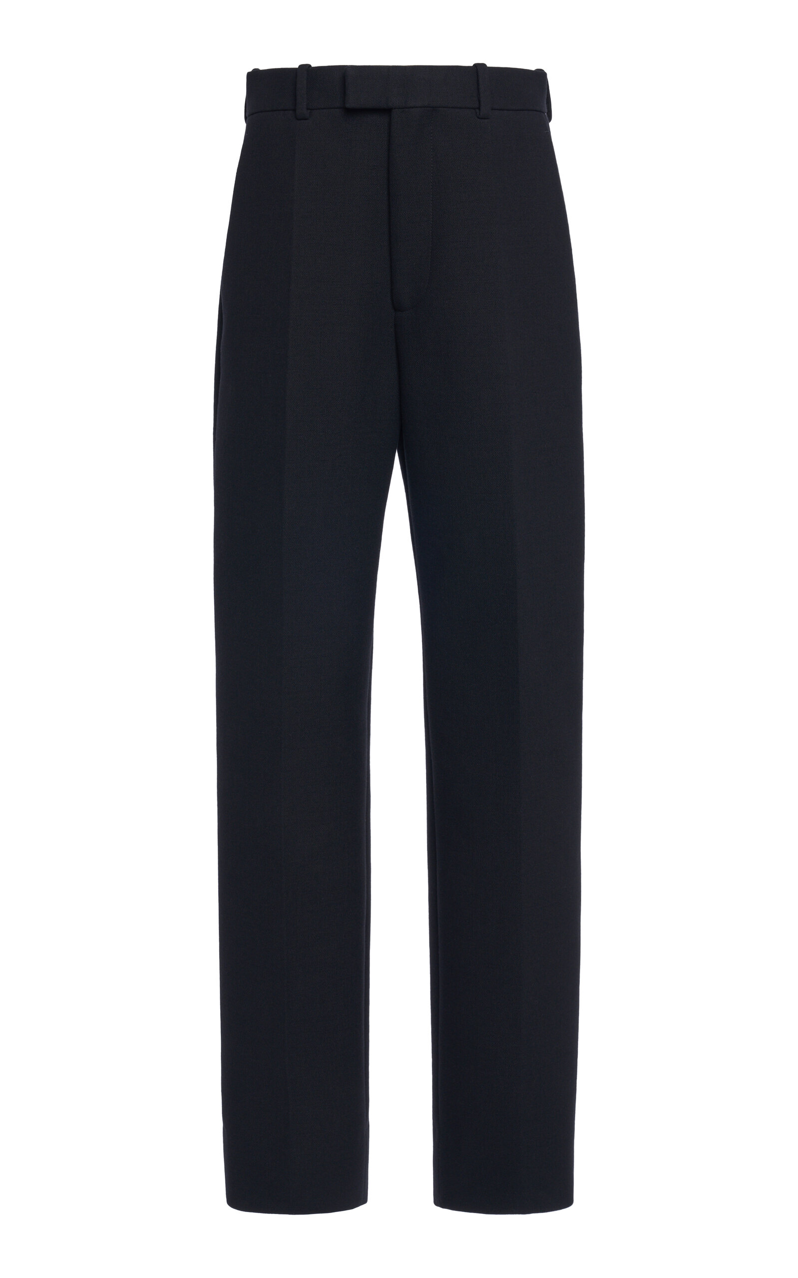 Shop Bottega Veneta Cotton-blend Melange Straight-leg Pants In Black