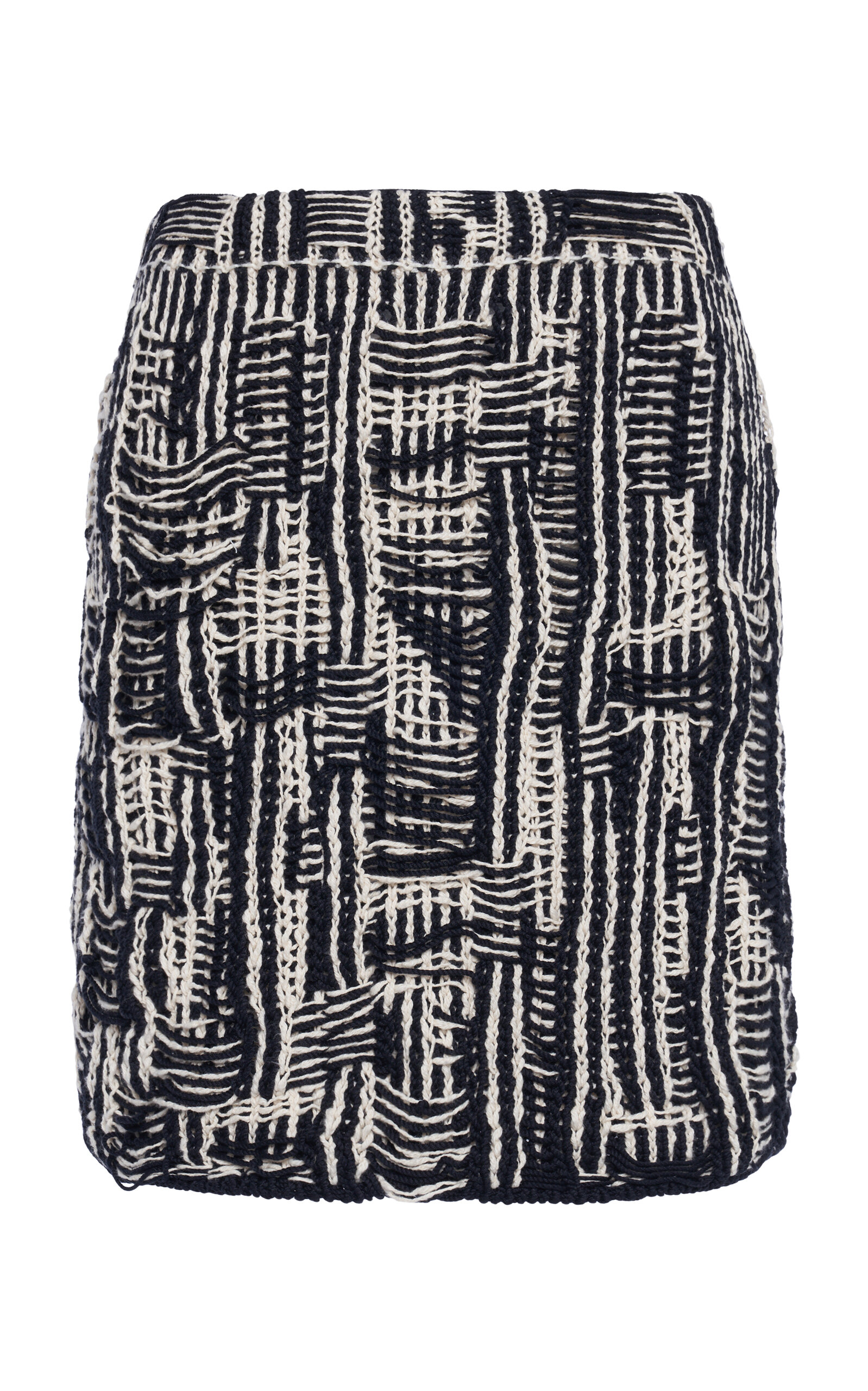 Shop Bottega Veneta Cotton Intrecciato-knit Mini Skirt In Black,white