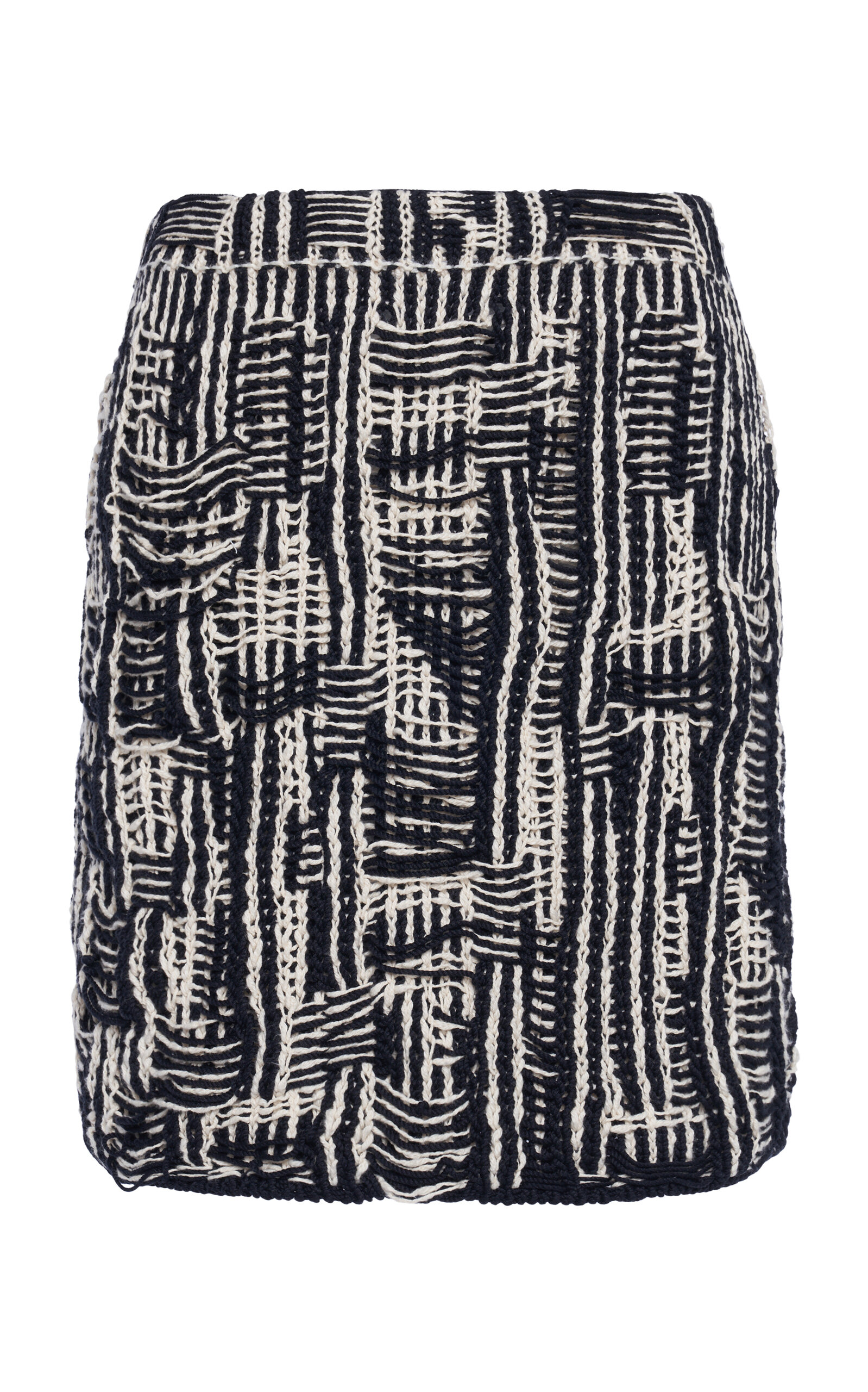 Bottega Veneta Cotton Intrecciato-knit Mini Skirt In Black,white