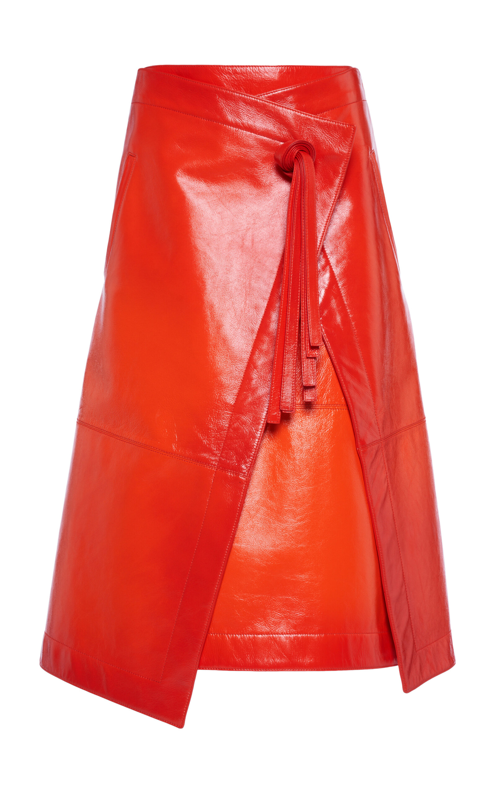 Degrade-Leather Midi Wrap Skirt