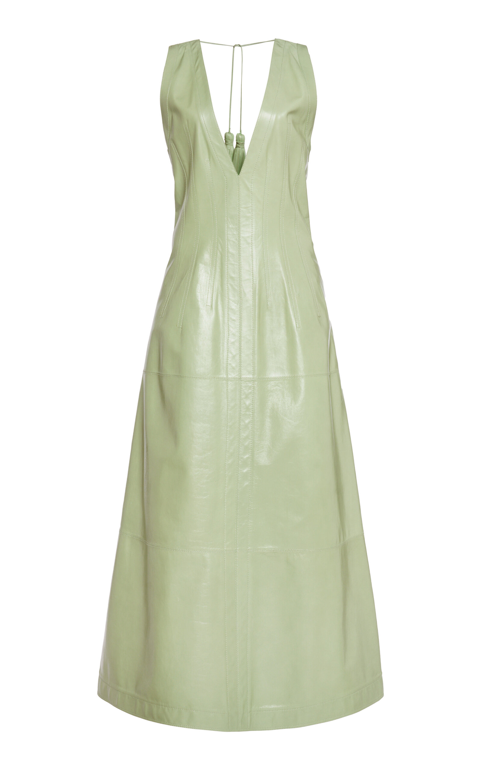 Bottega Veneta Tasseled Leather Midi Dress In Green | ModeSens Bottega Veneta Tasseled Leather Midi Dress In Green | ModeSens