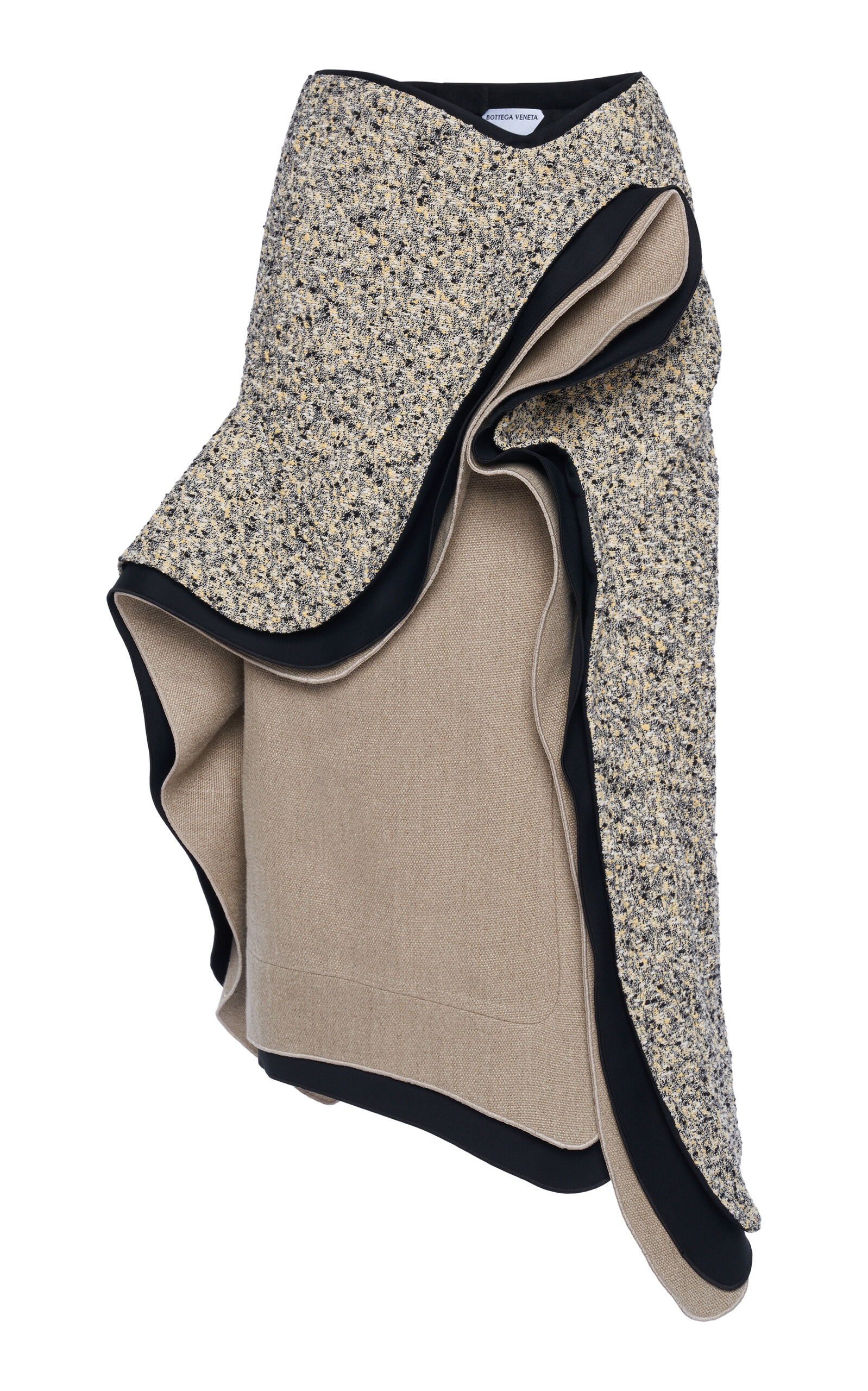 Shop Bottega Veneta Layered Cotton-blend Midi Skirt In Neutral