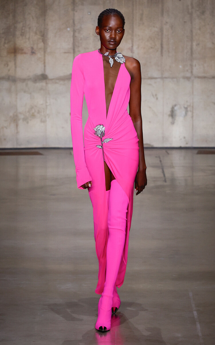 david koma dress Rent DAVID KOMA Strapless Embellished Slit Dress in Dubai