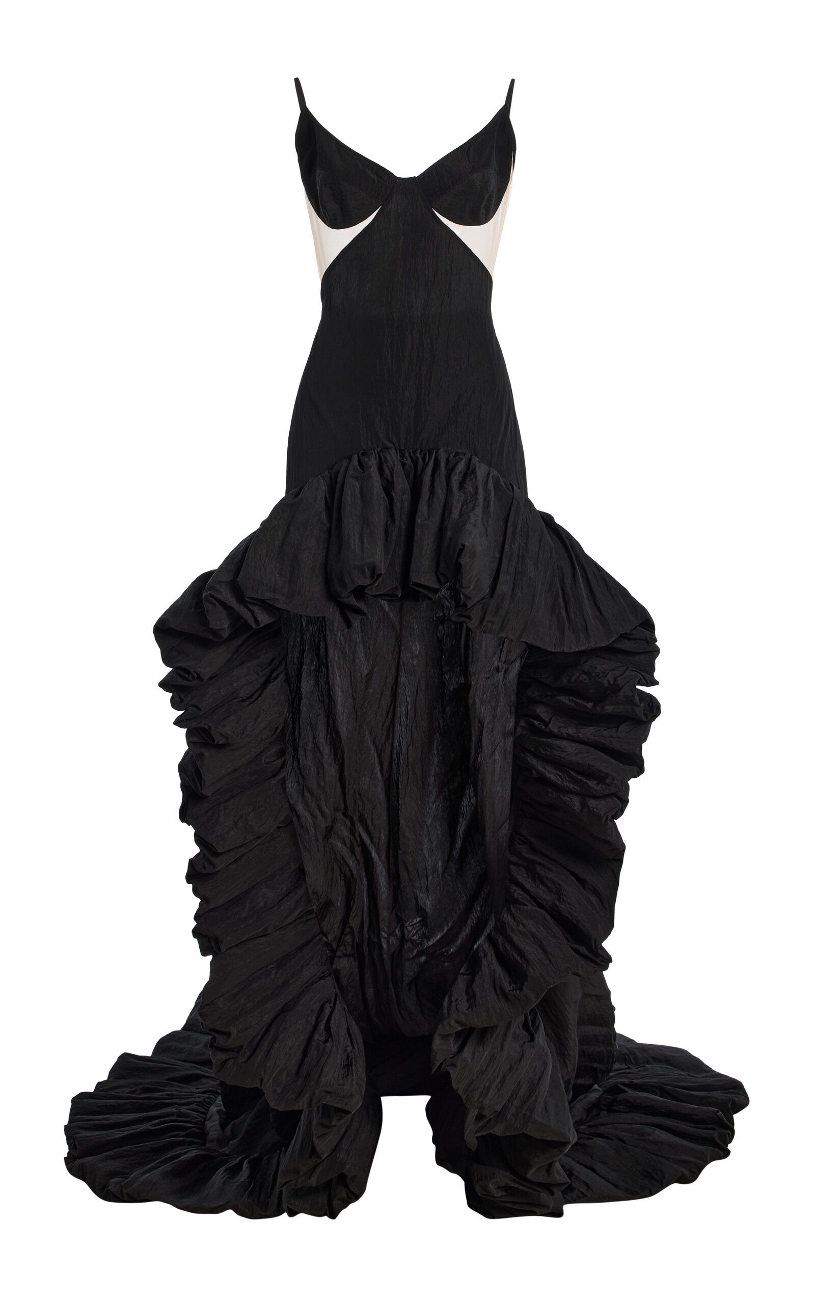 David Koma Ruffled Taffeta Gown In Black
