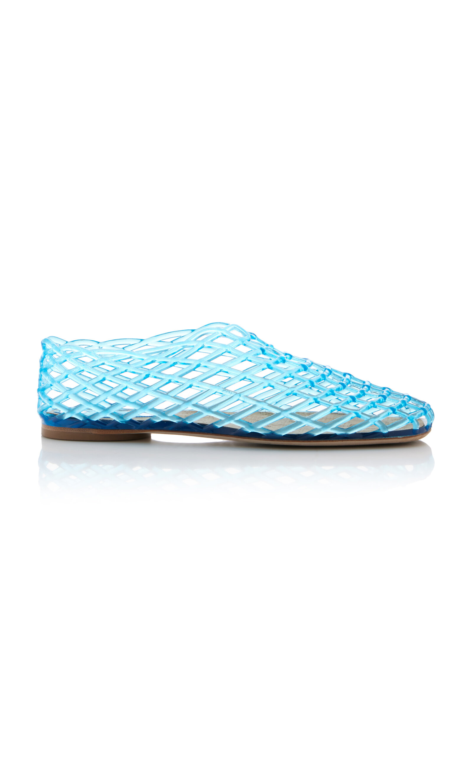 The Row Mara Fishnet Pvc Ballet Flats In Blue