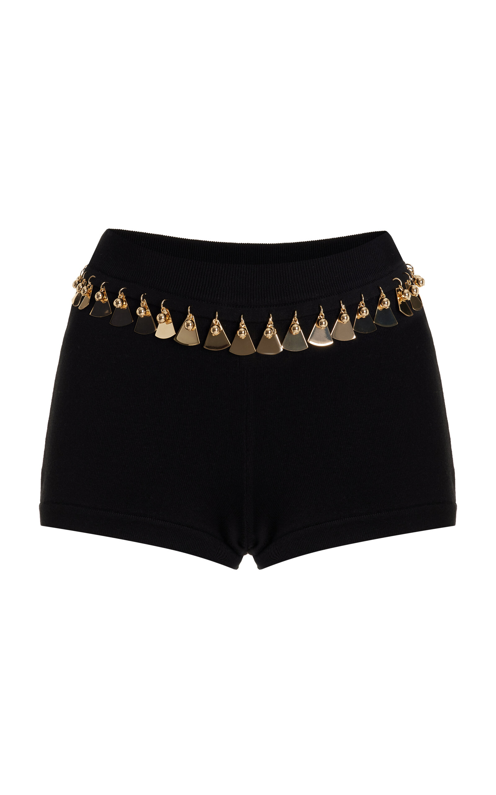 Rabanne Paillette-Trimmed Jersey Shorts - Black