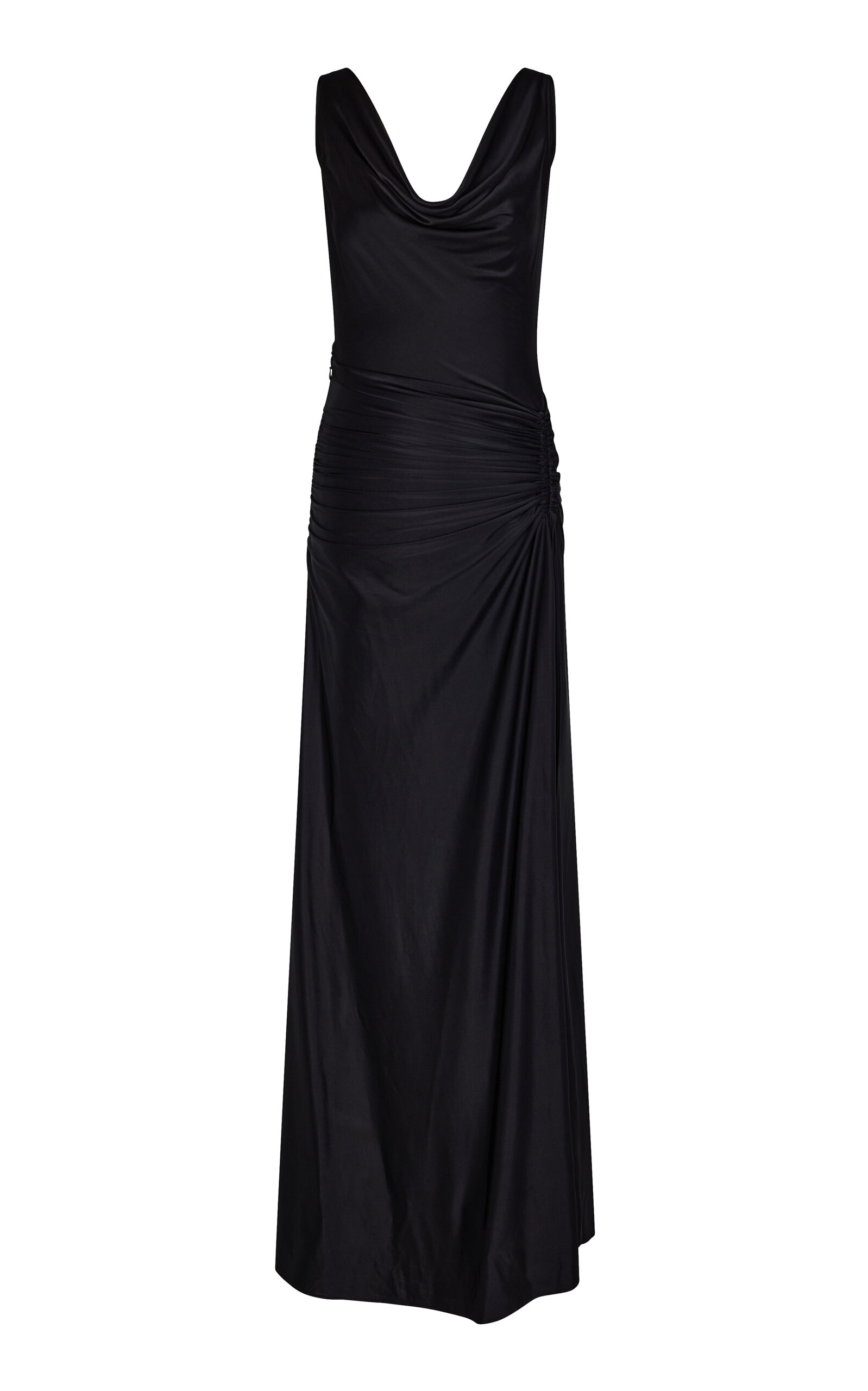 Rabanne Cowl-Neck Jersey Maxi Dress - Black