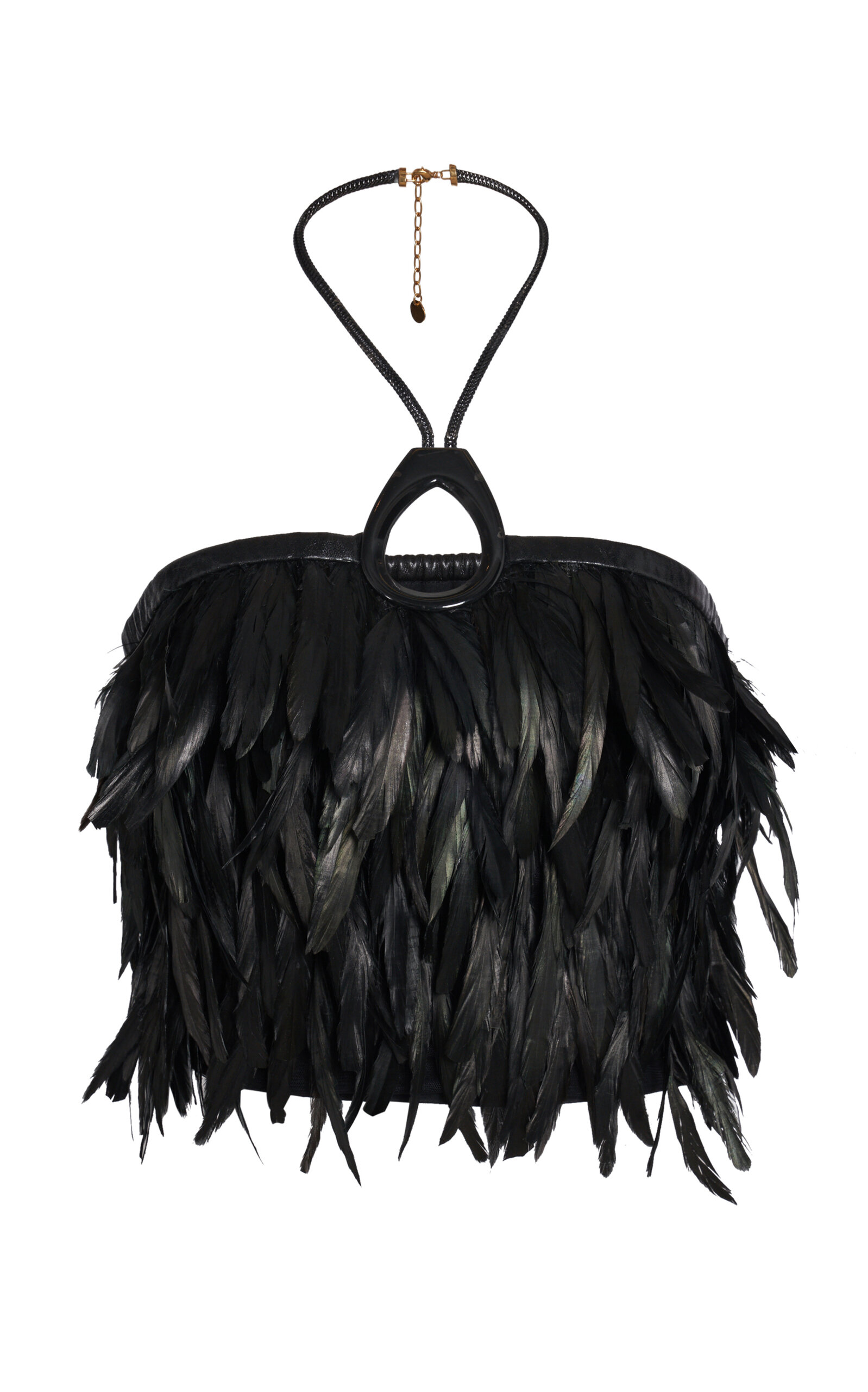 Tom Ford Feathered Halter Top In Black