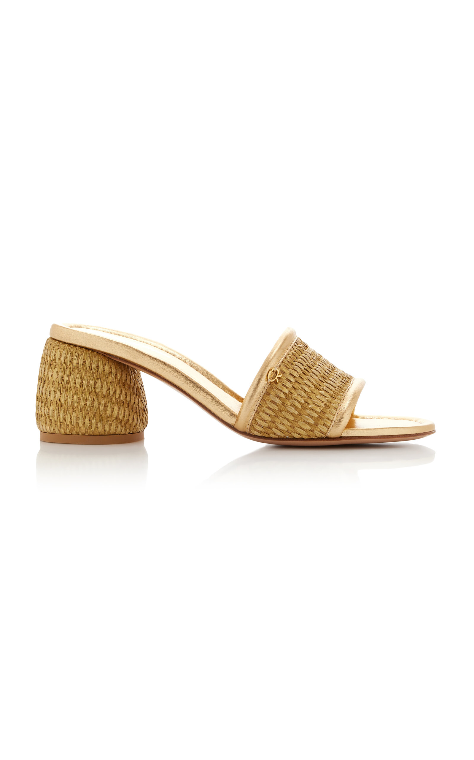Gianvito Rossi Marbella Metallic Raffia Block Slide Sandals In Gold In Gold