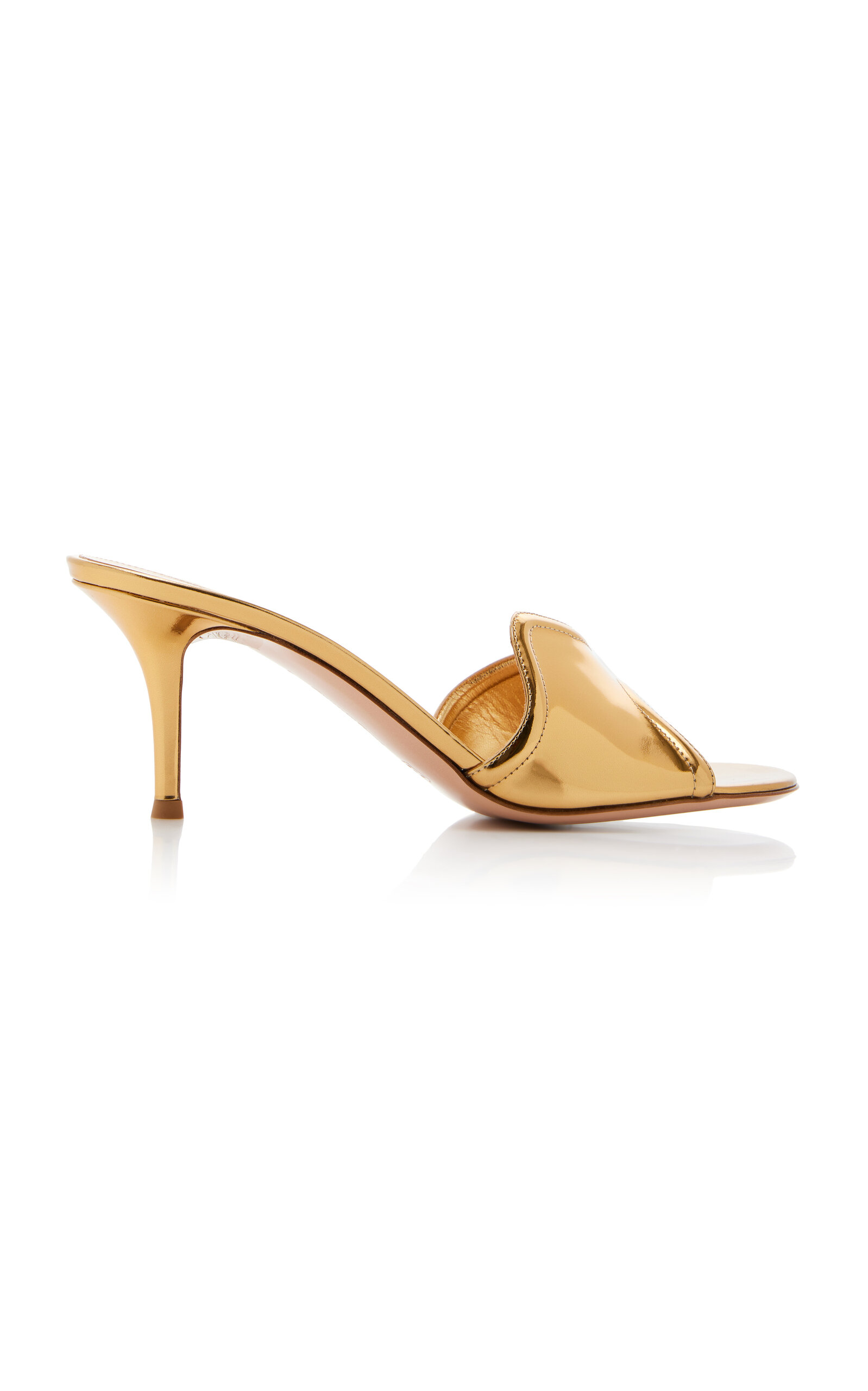 Shop Gianvito Rossi Lucrezia Metallic Leather Mules In Gold