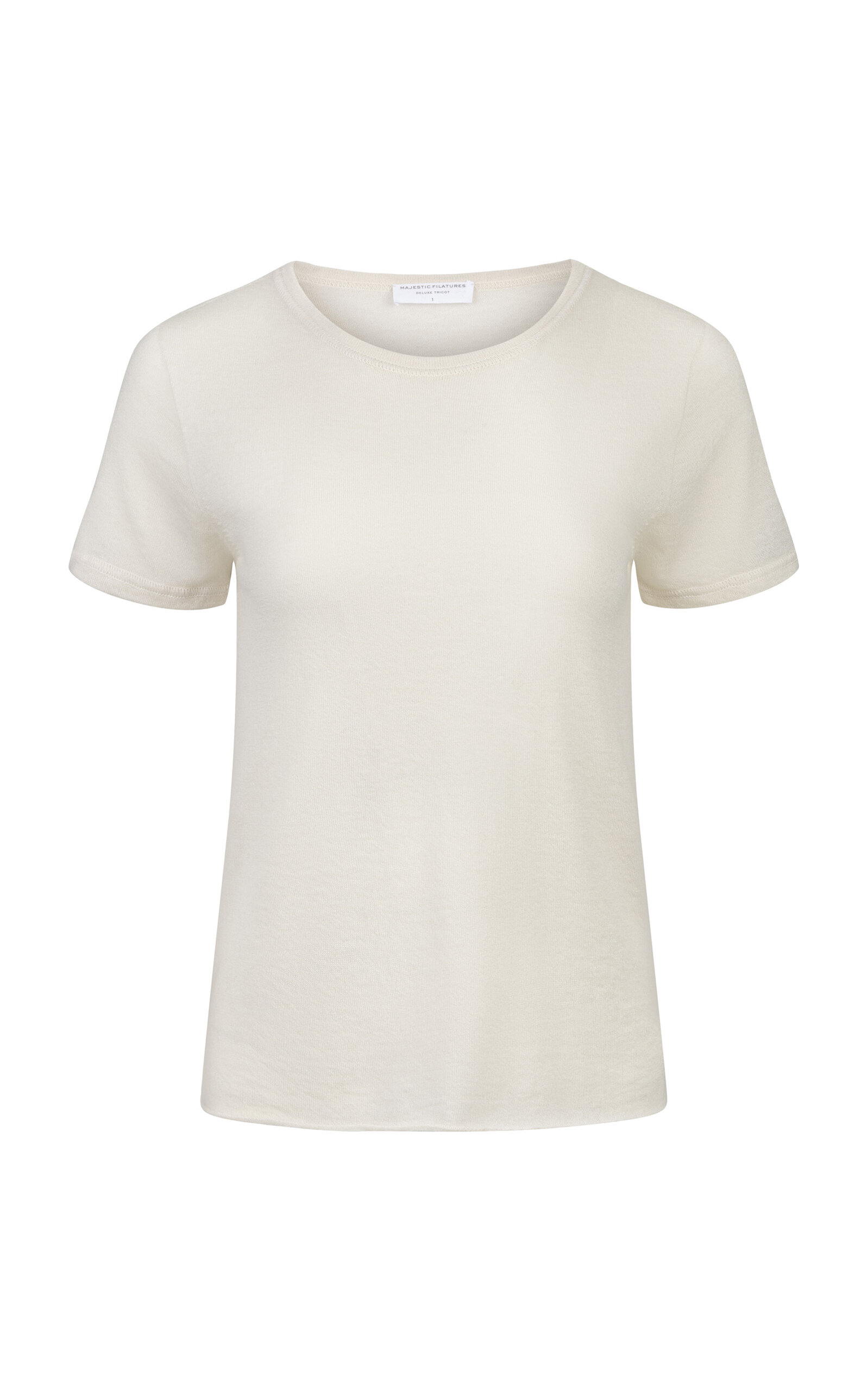 Majestic Cashmere Short-sleeve Crewneck Top In Off-white