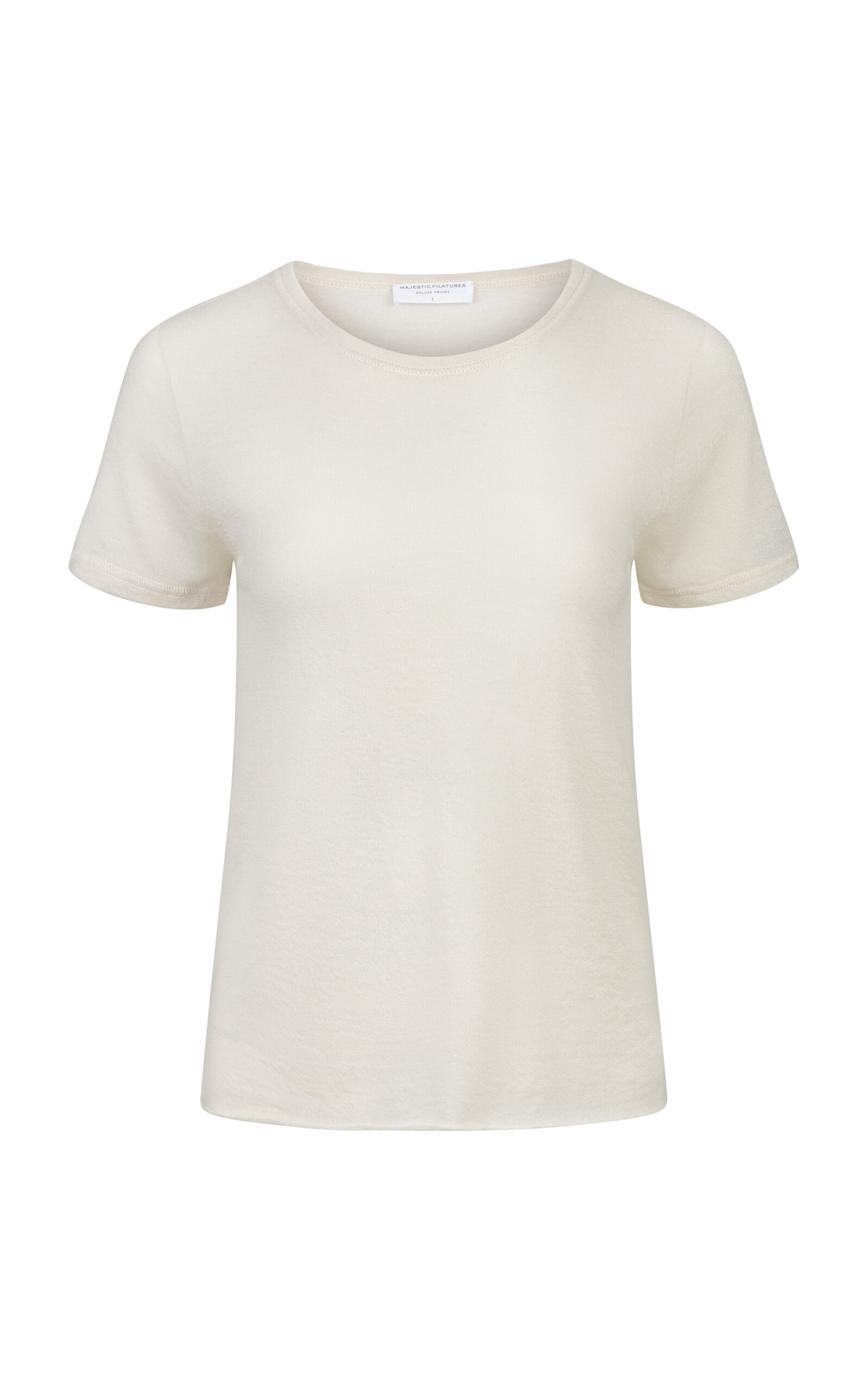 Shop Majestic Crewneck Cashmere T-shirt In Off-white