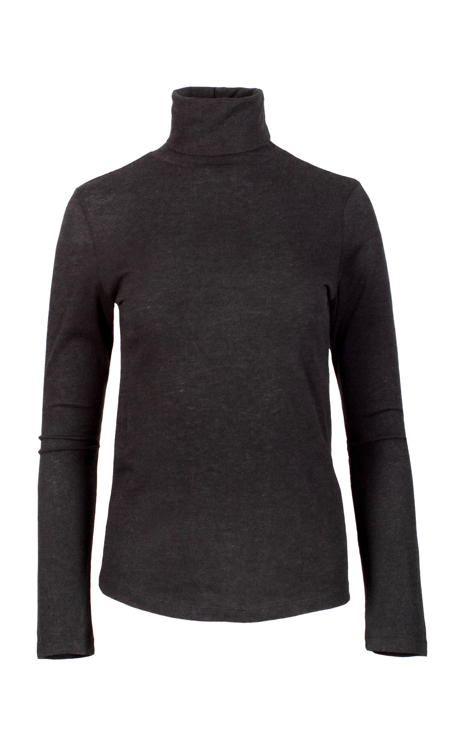 Majestic Metallic Long-sleeve Turtleneck Top In Dark Grey