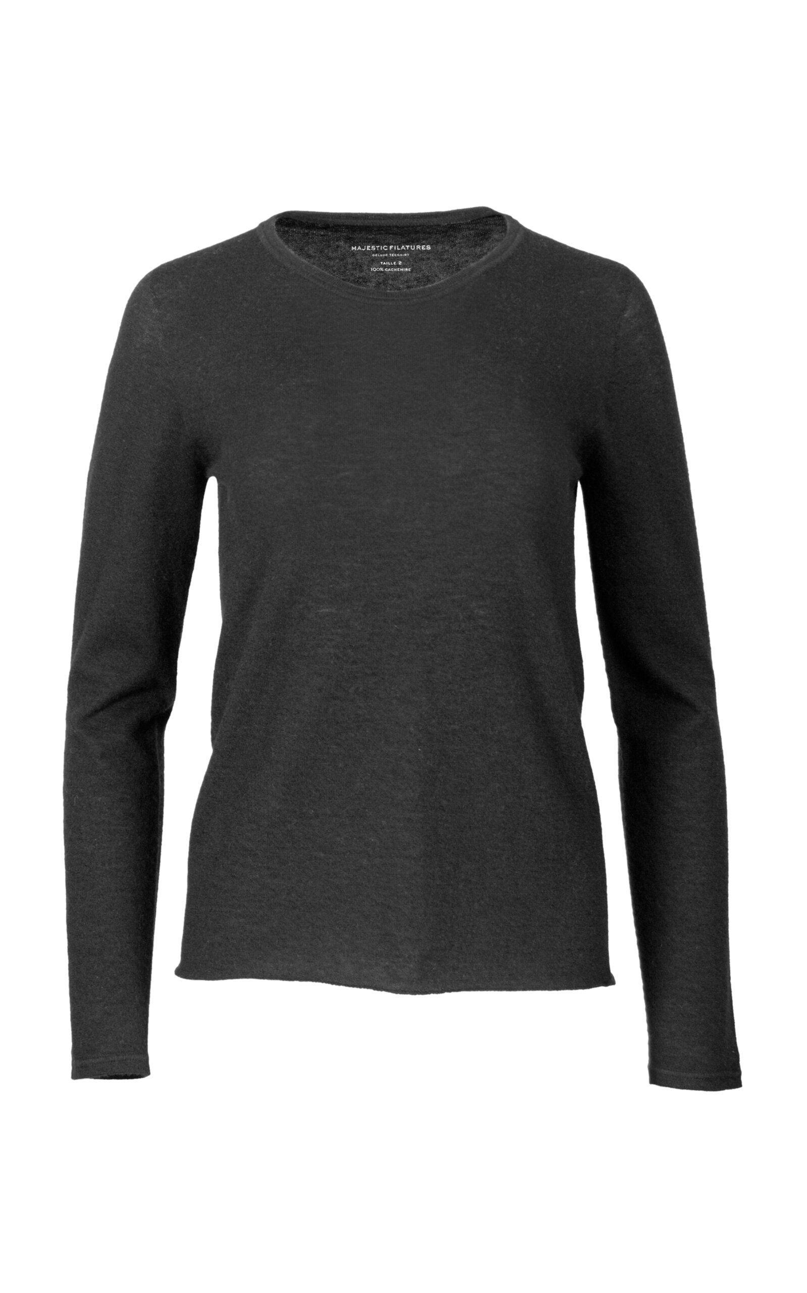 Shop Majestic Crewneck Cashmere Top In Black