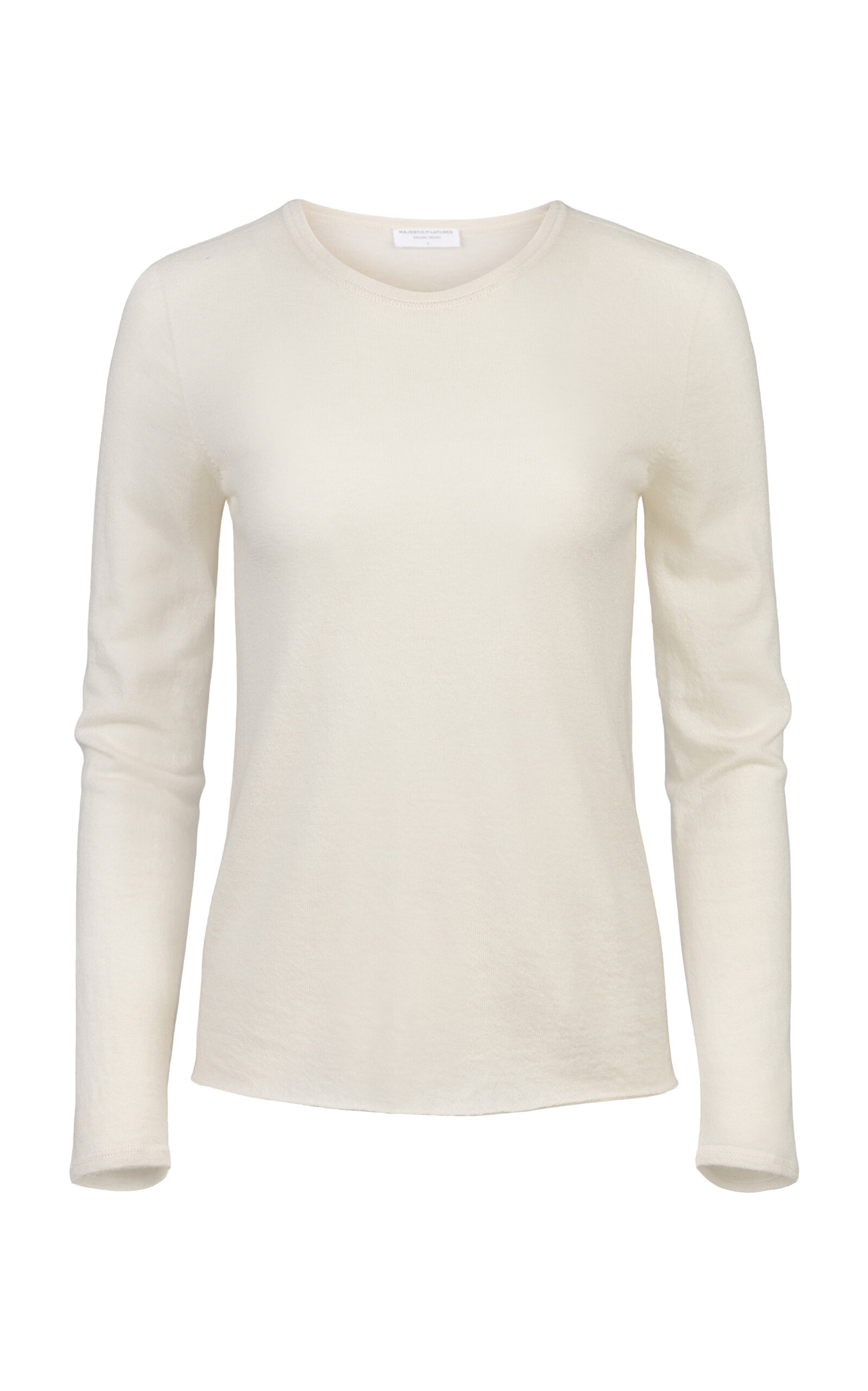 Majestic Crewneck Cashmere Top In Off-white