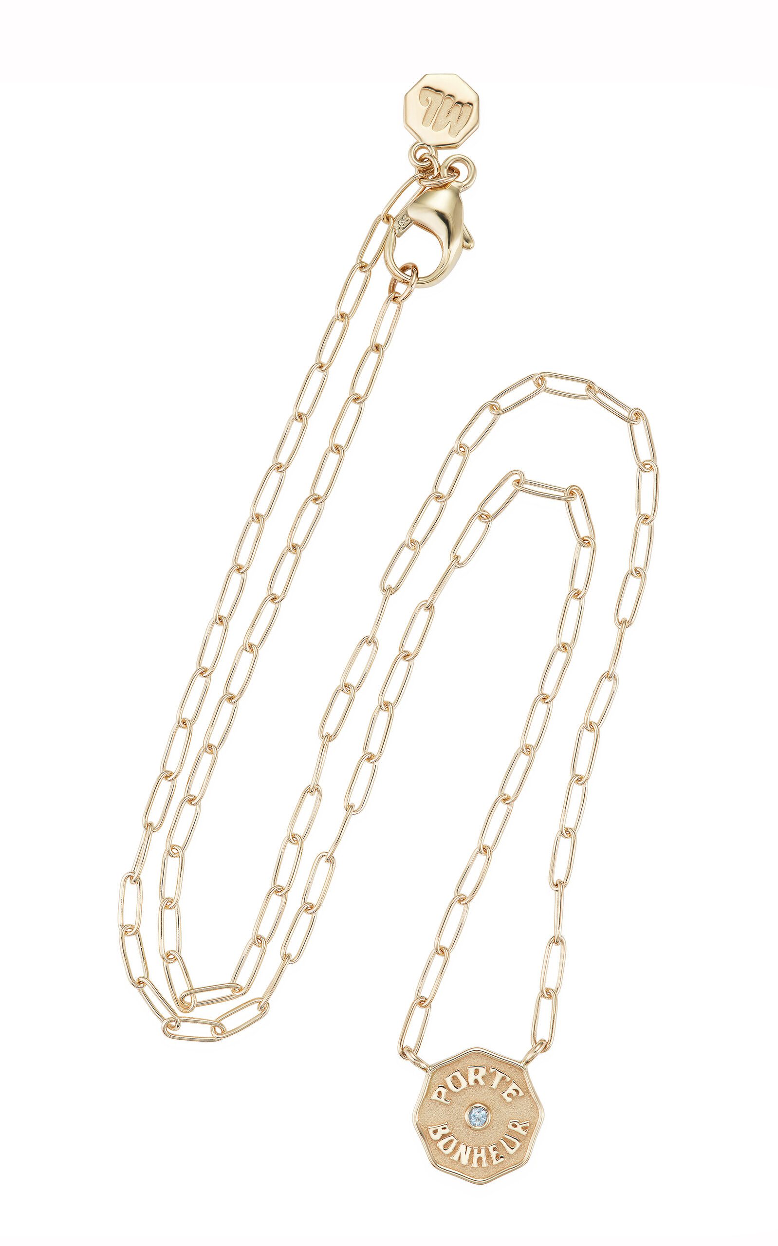 Marlo Laz Wee Porte Bonheur 14K Yellow Gold Aquamarine Necklace - Gold - OS - Moda Operandi