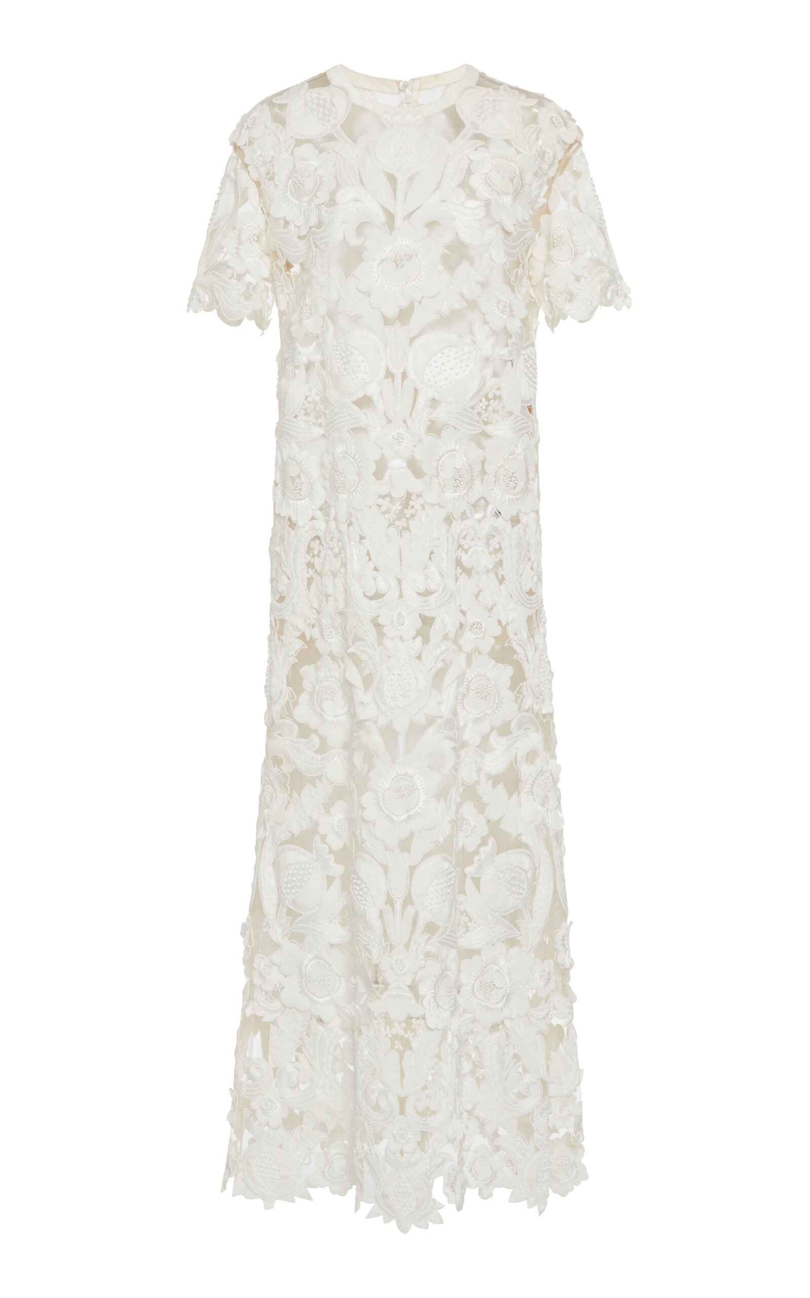 Valentino Embroidered Cutout Tulle Maxi Dress In White | ModeSens