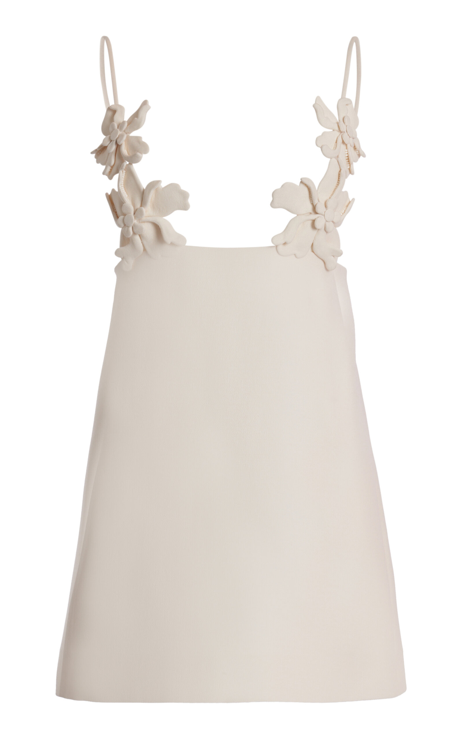 Valentino Embroidered Floral Crepe Mini Dress In White