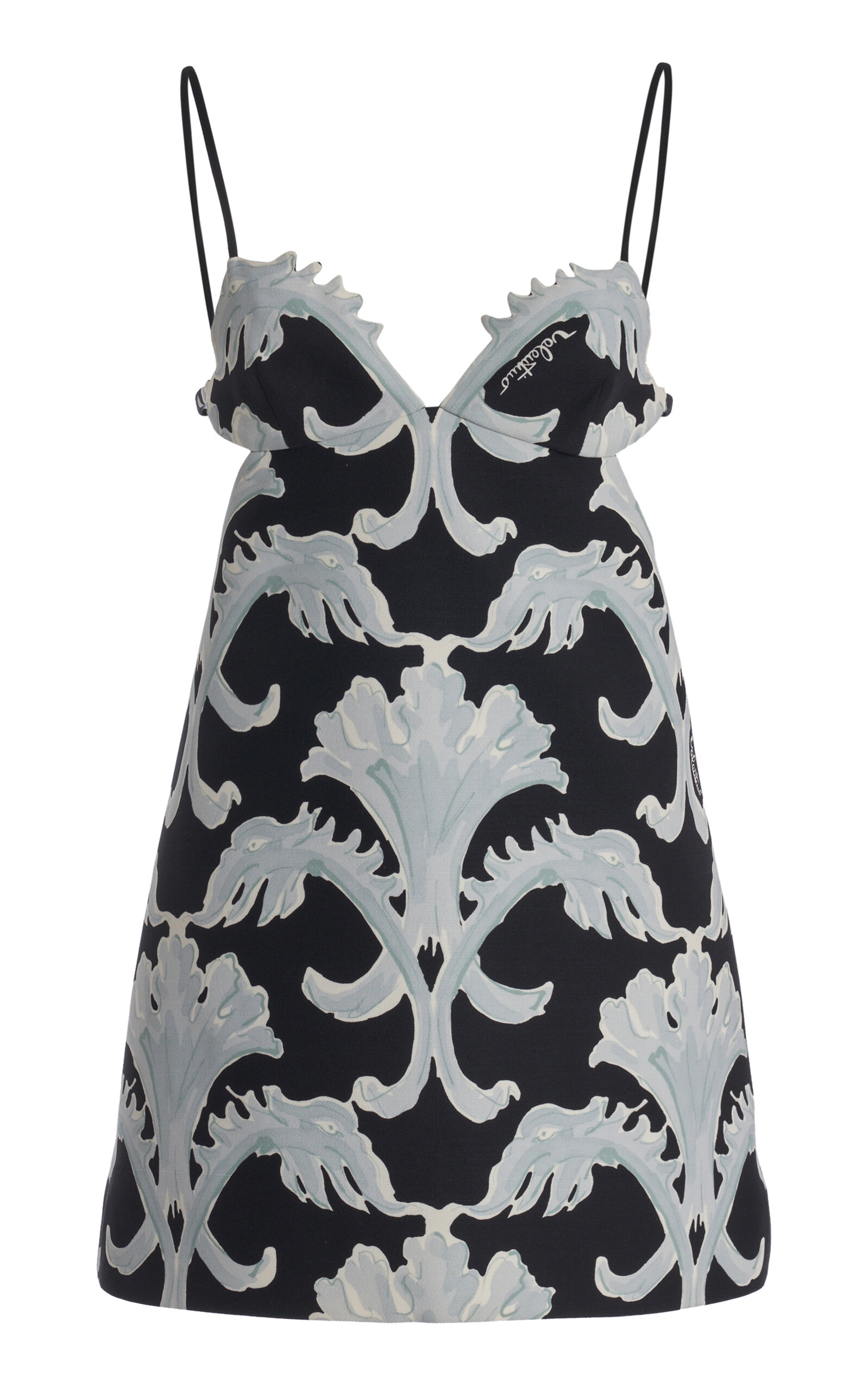 Valentino Patterned Crepe Mini Dress In Black,white