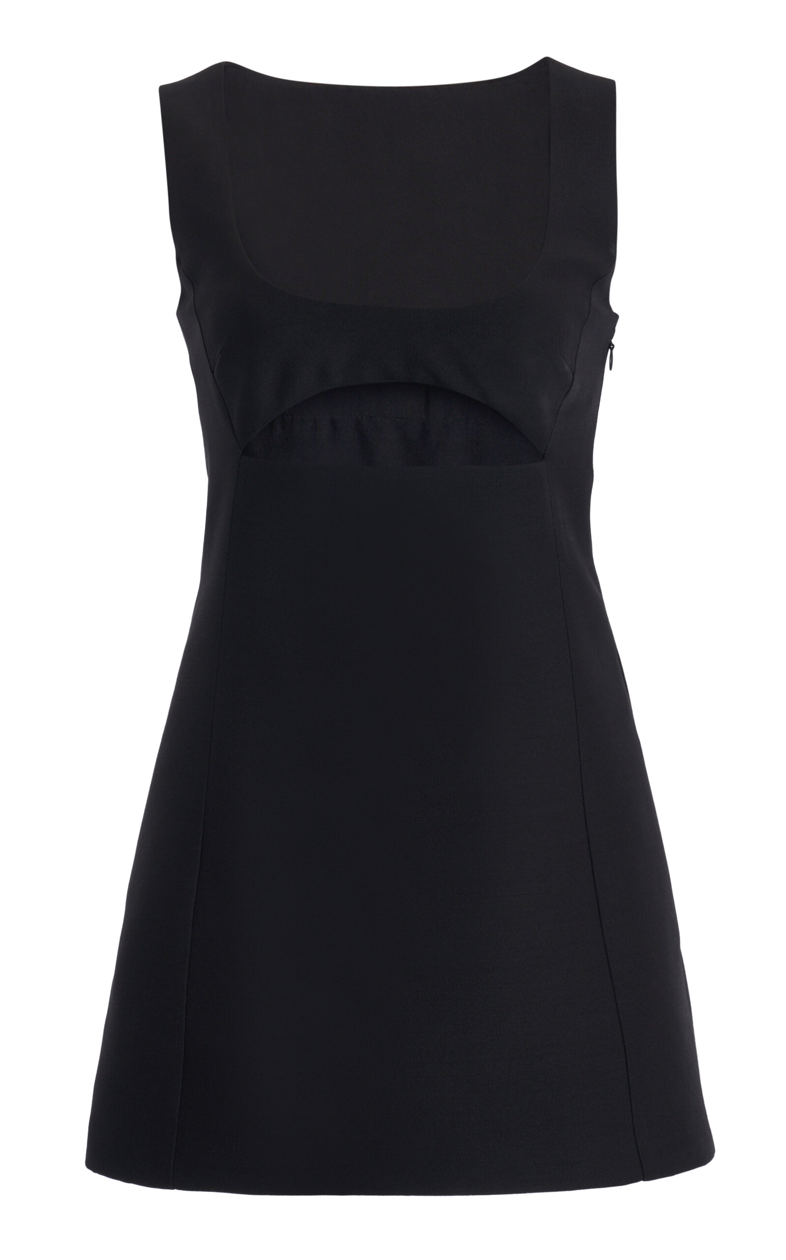 Valentino Scoop Neck Crepe Mini Dress In Black