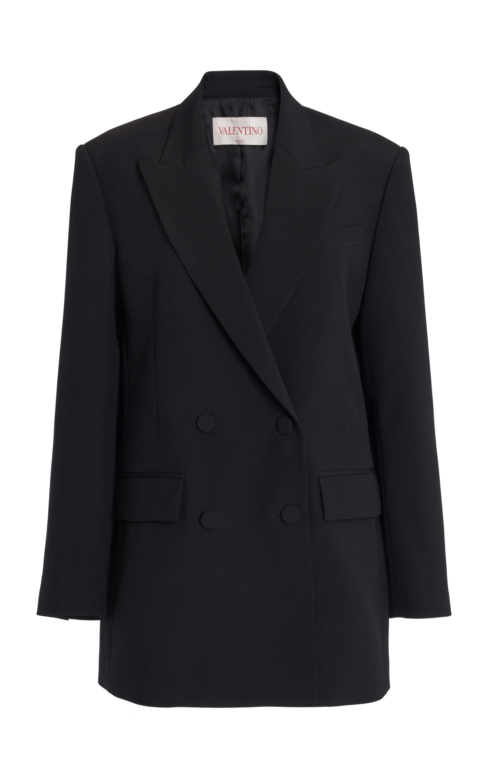 Valentino All-over Monogram Virgin Wool And Silk Double Breasted Blaze In Black