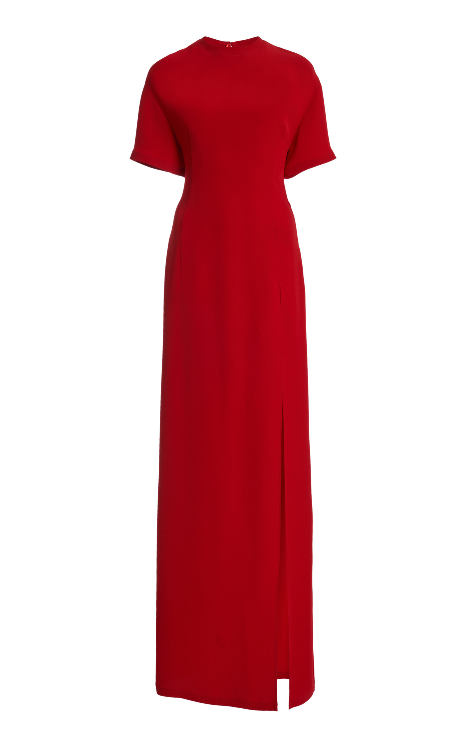 Valentino High-slit Cady Silk Gown In Red