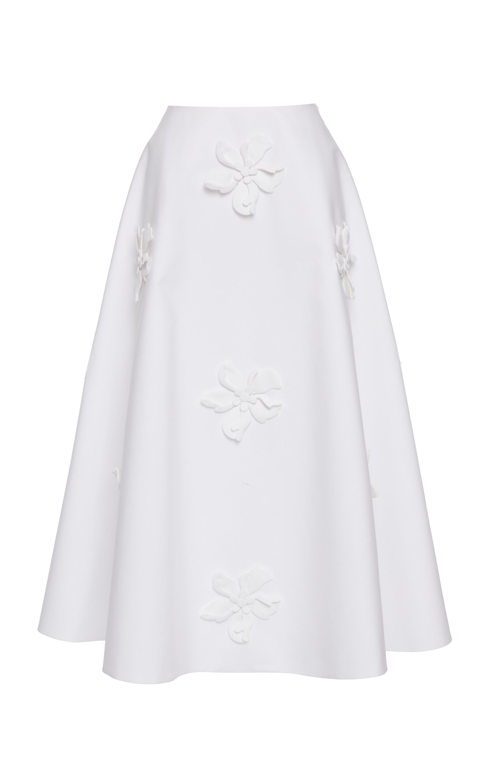 Shop Valentino Embroidered Cotton Poplin Midi Skirt In White