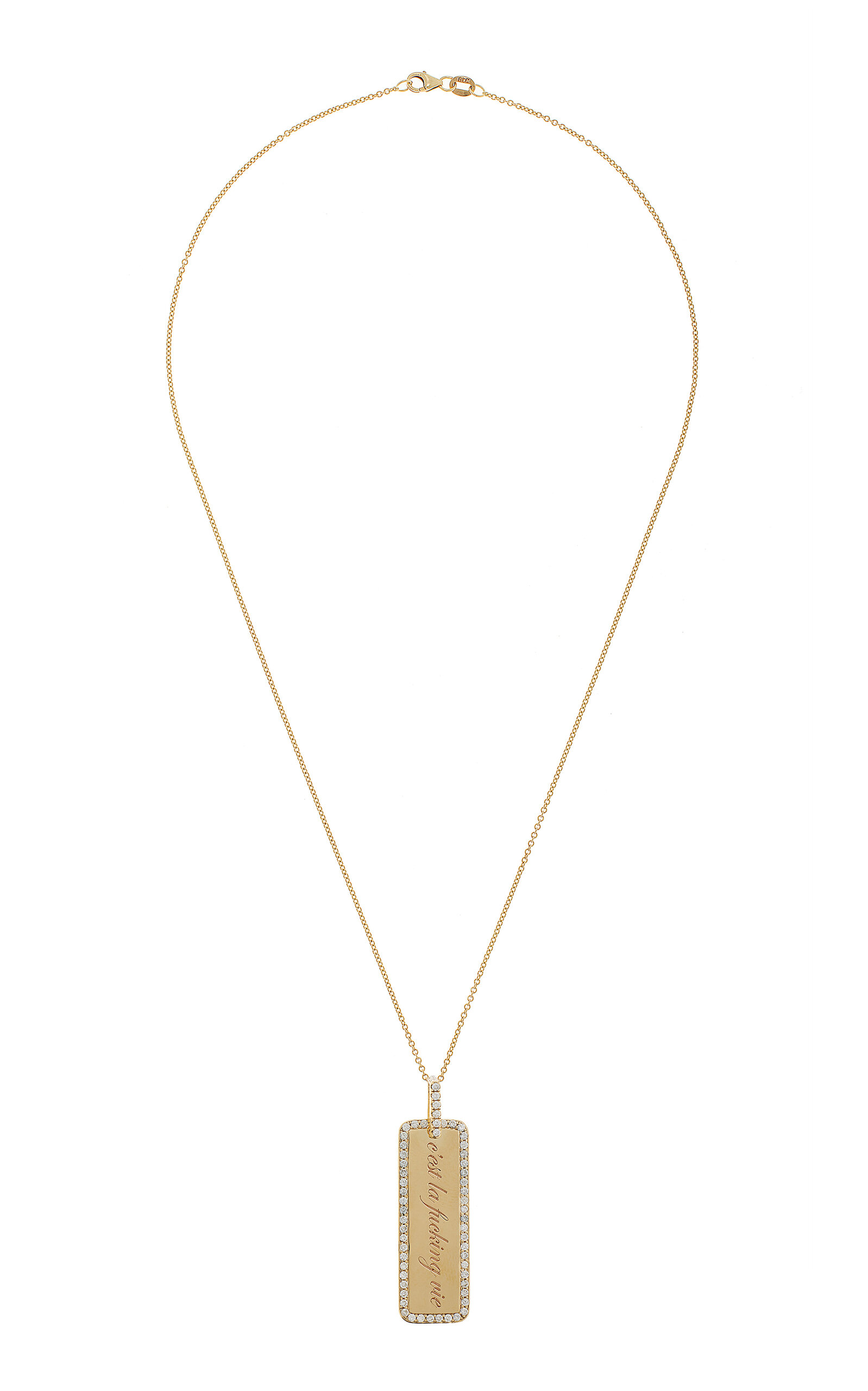 Shop Dru C'est La Fucking Vie Memento 14k Gold Diamond Necklace