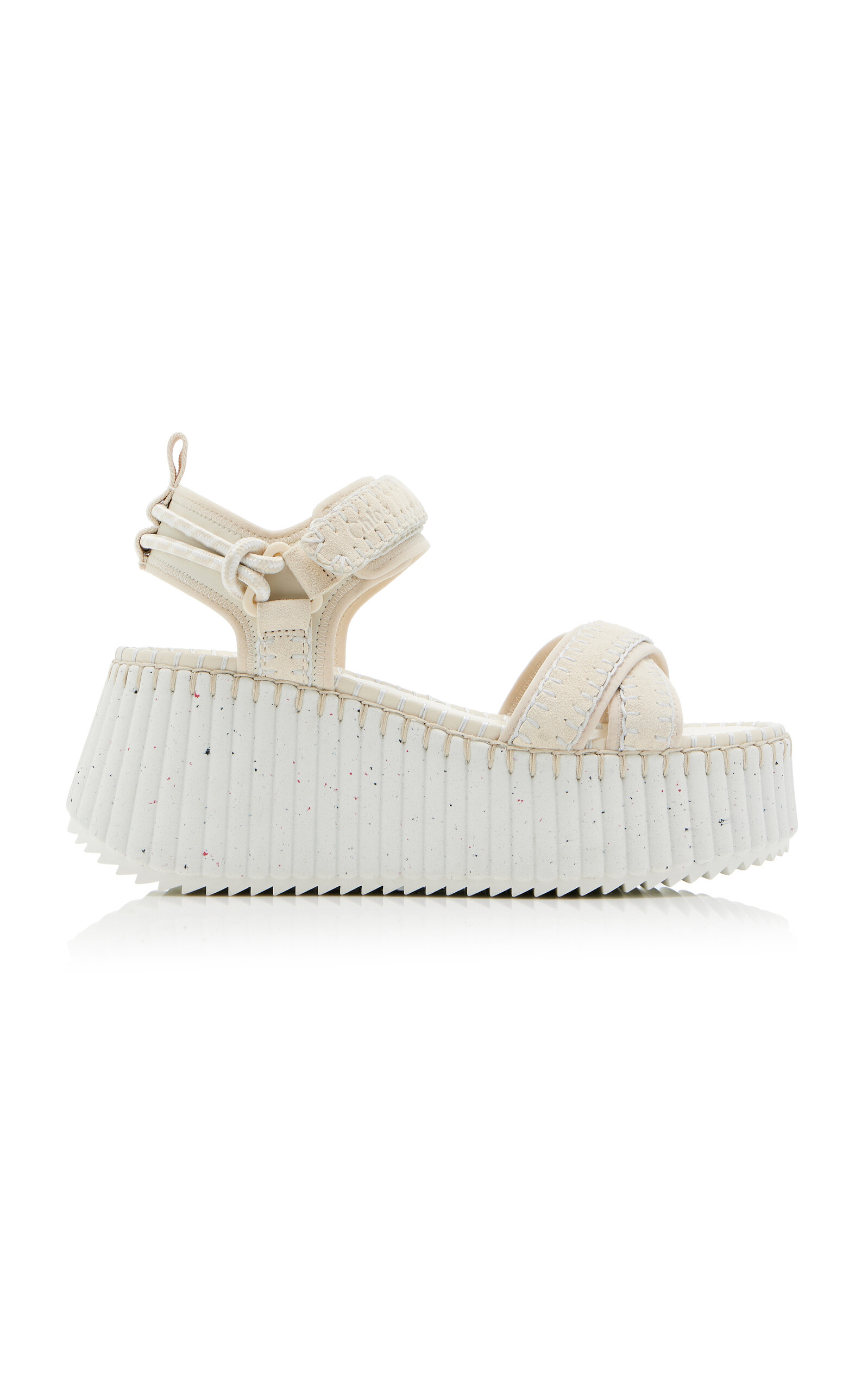 Shop Chloé Nama Suede Platform Sandals In White