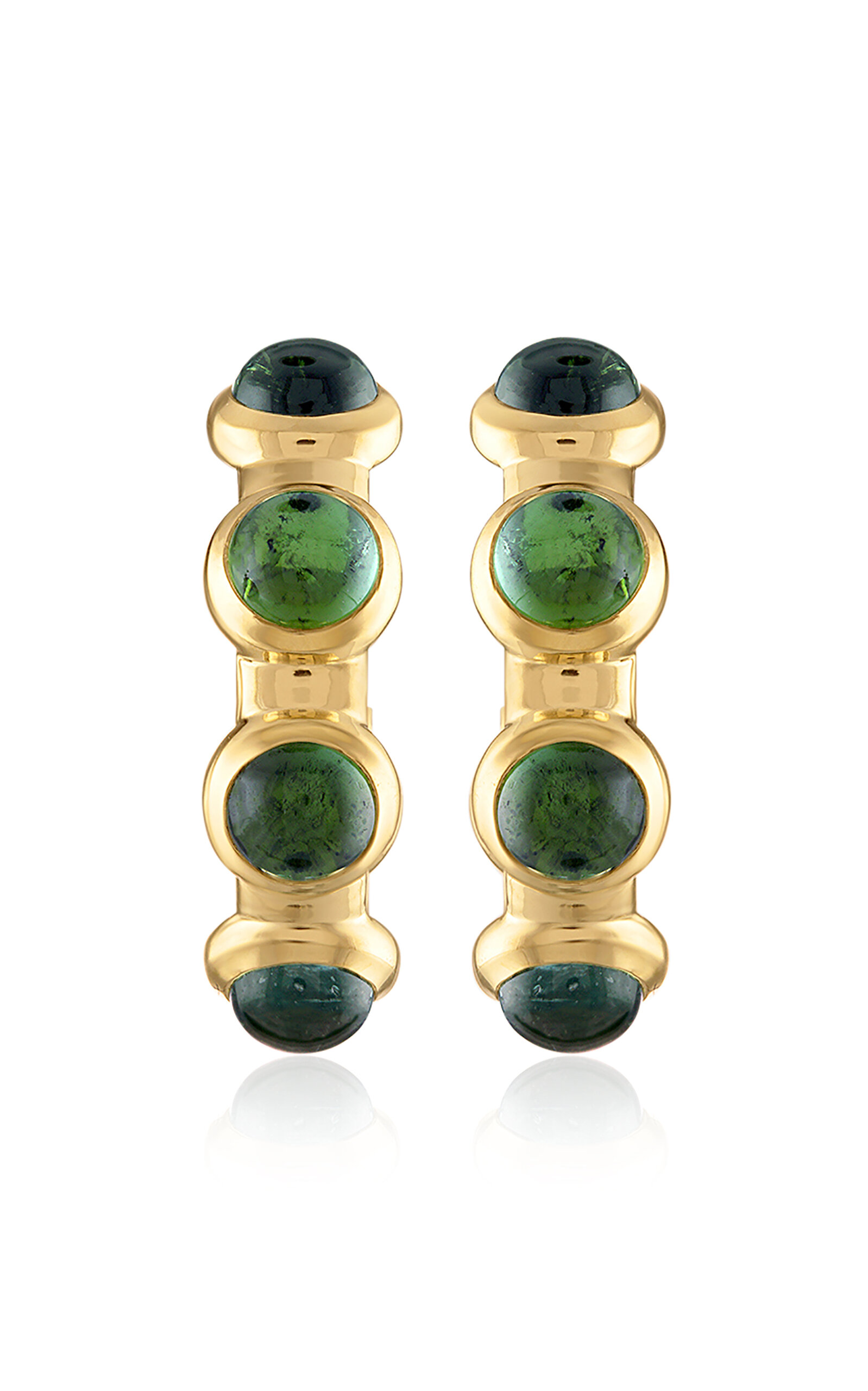 18k Yellow Gold Vic Hoops with Tourmaline