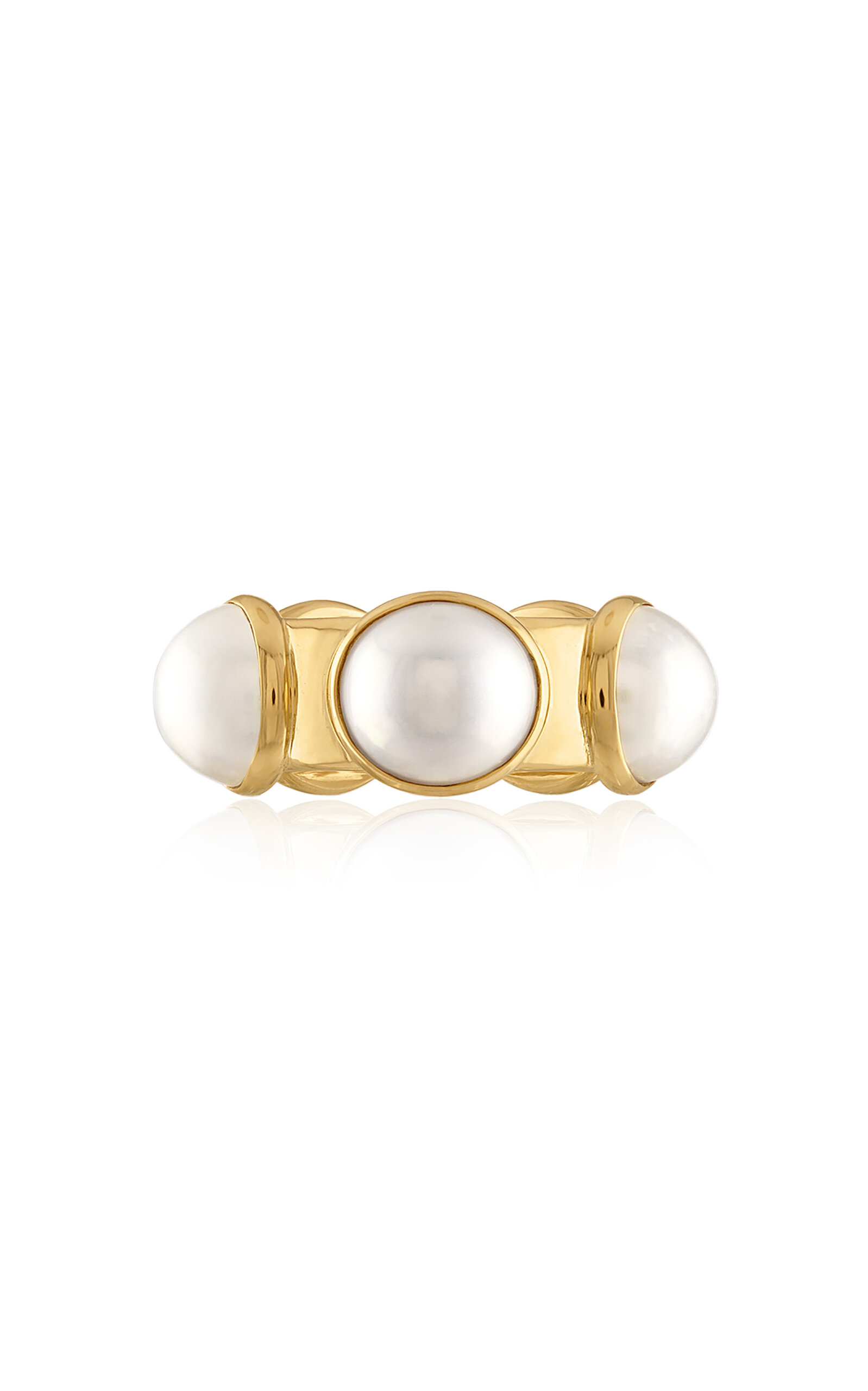 Jade Ruzzo 18k Yellow Gold Large Vic Ring With Mabe Pear In White