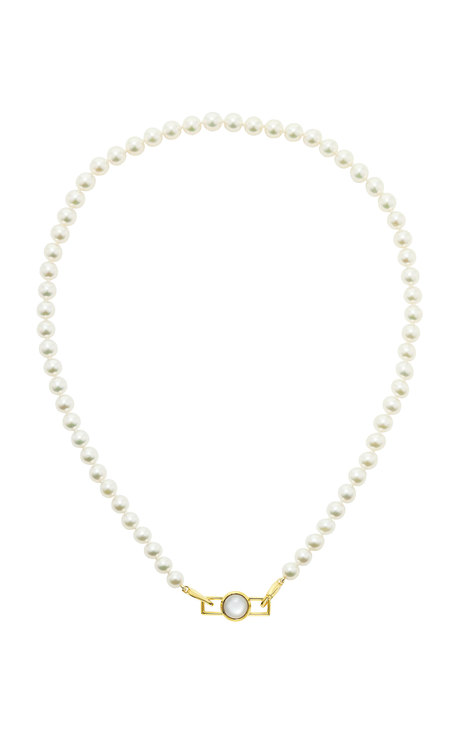 Jade Ruzzo 18k Yellow Gold Accoustic Pearl Necklace In White