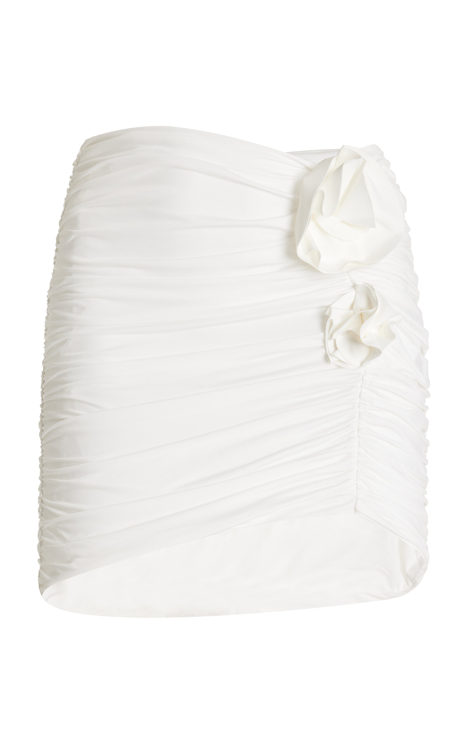 Shop Maygel Coronel Margua Ruched Jersey Midi Skirt In White