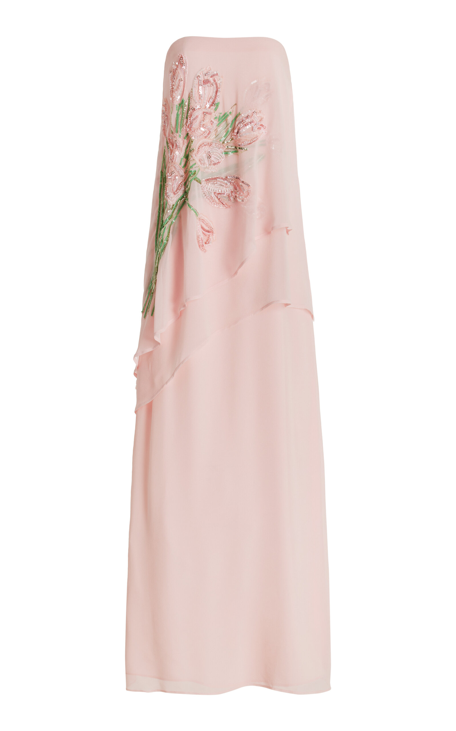 Bernadette Tilda Tulip-embroidered Silk Gown In Pink