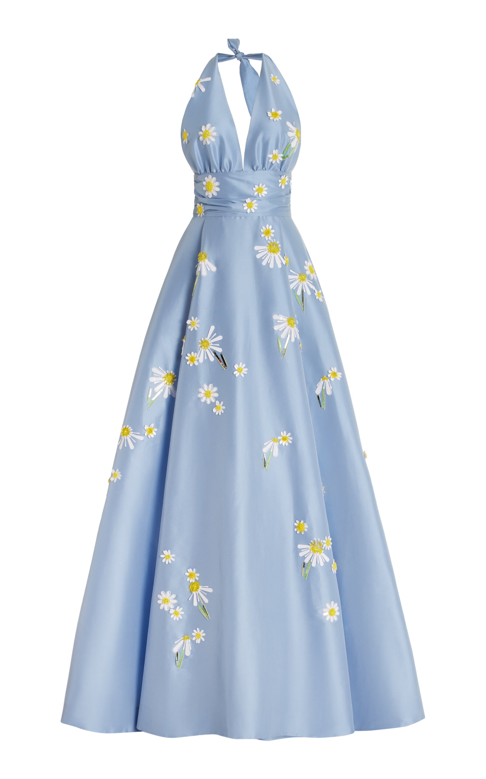 Bernadette Monroe Daisy-embroidered Dress In Blue