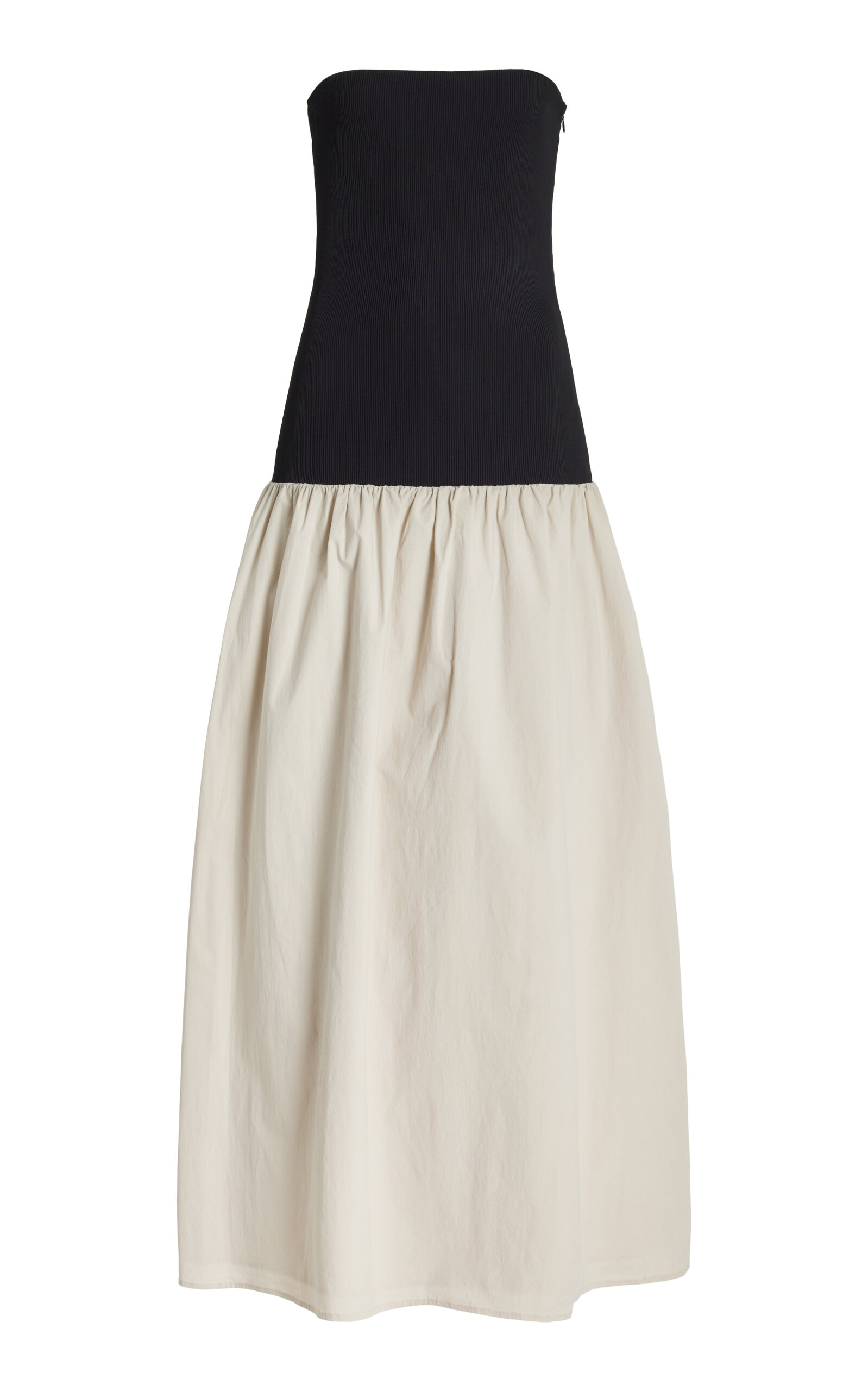 Anna Quan Amyra Strapless Ribbed-knit Cotton Maxi Dress In Black,white