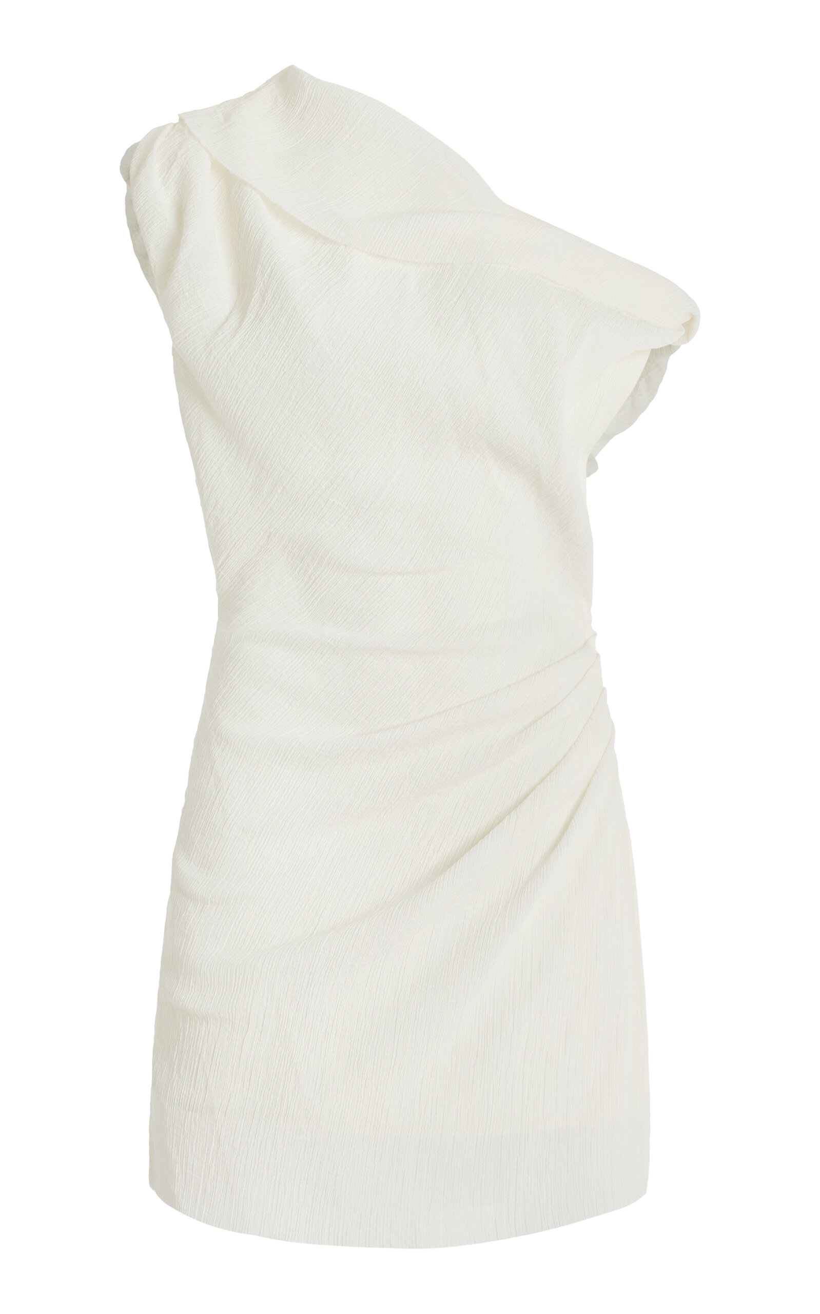 Anna Quan Dimitri Draped Crinkle Cotton Mini Dress In Ivory