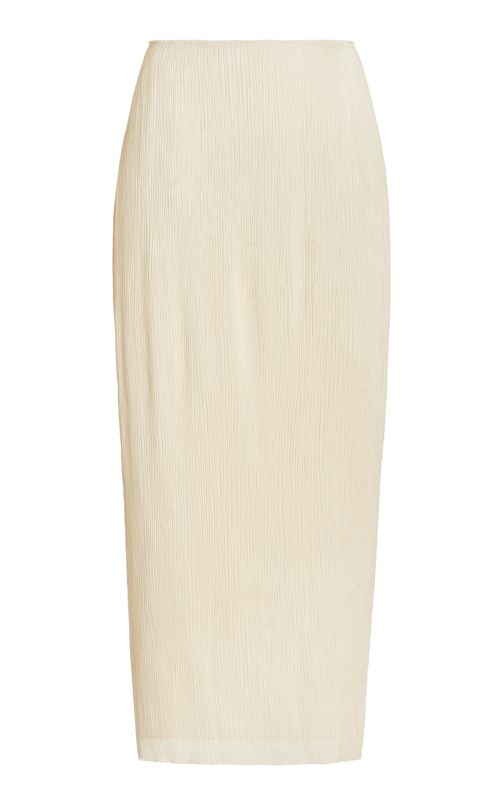 Anna Quan Carmela Plisse-satin Maxi Skirt In Ivory