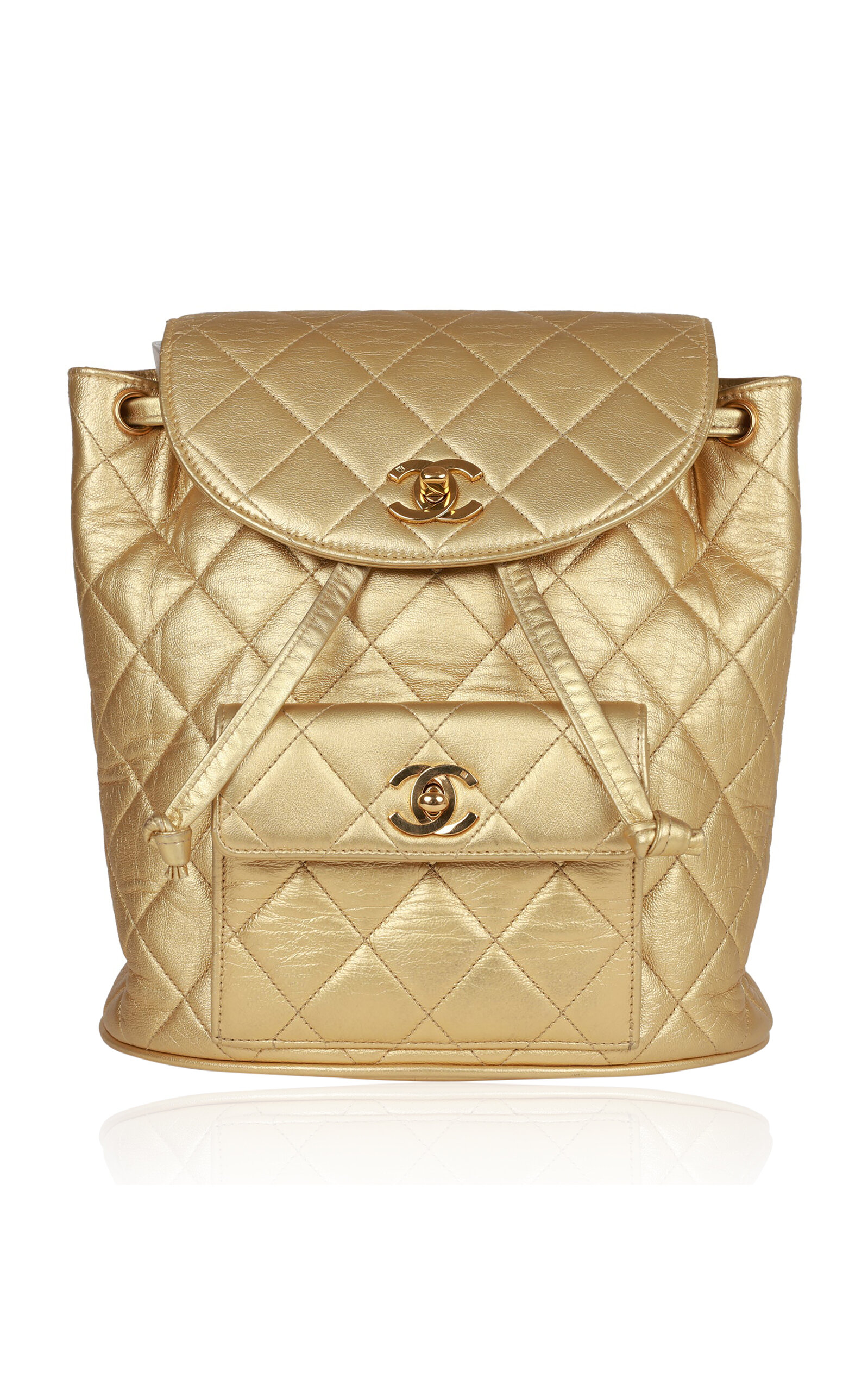 Madison Avenue Couture X Moda Archive Vintage Chanel Metallic Duma Backpack  In Gold