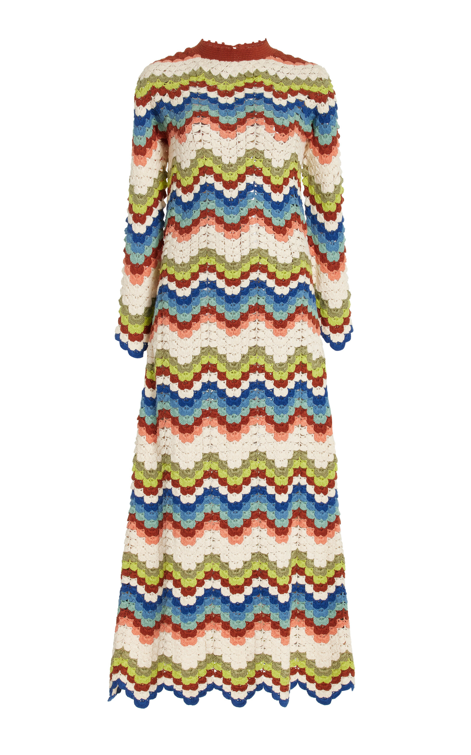 Shop Escvdo Bahia Crocheted Cotton Maxi Dress In Multi