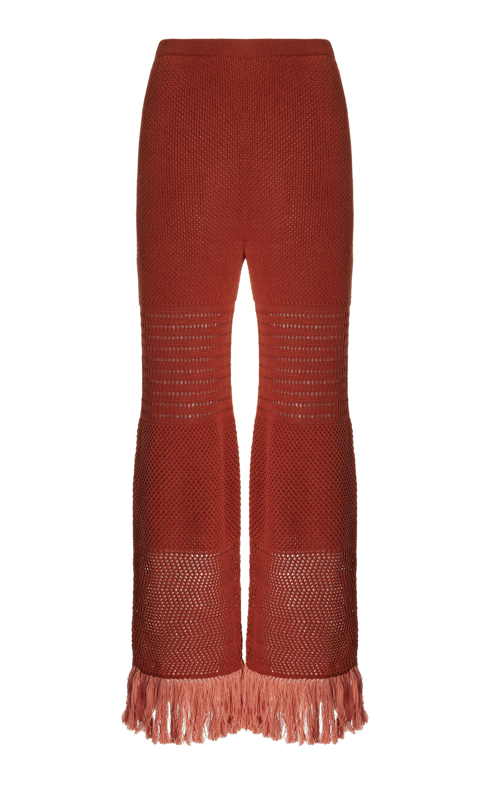 Carisa Fringed Cotton-Knit Flared Pants