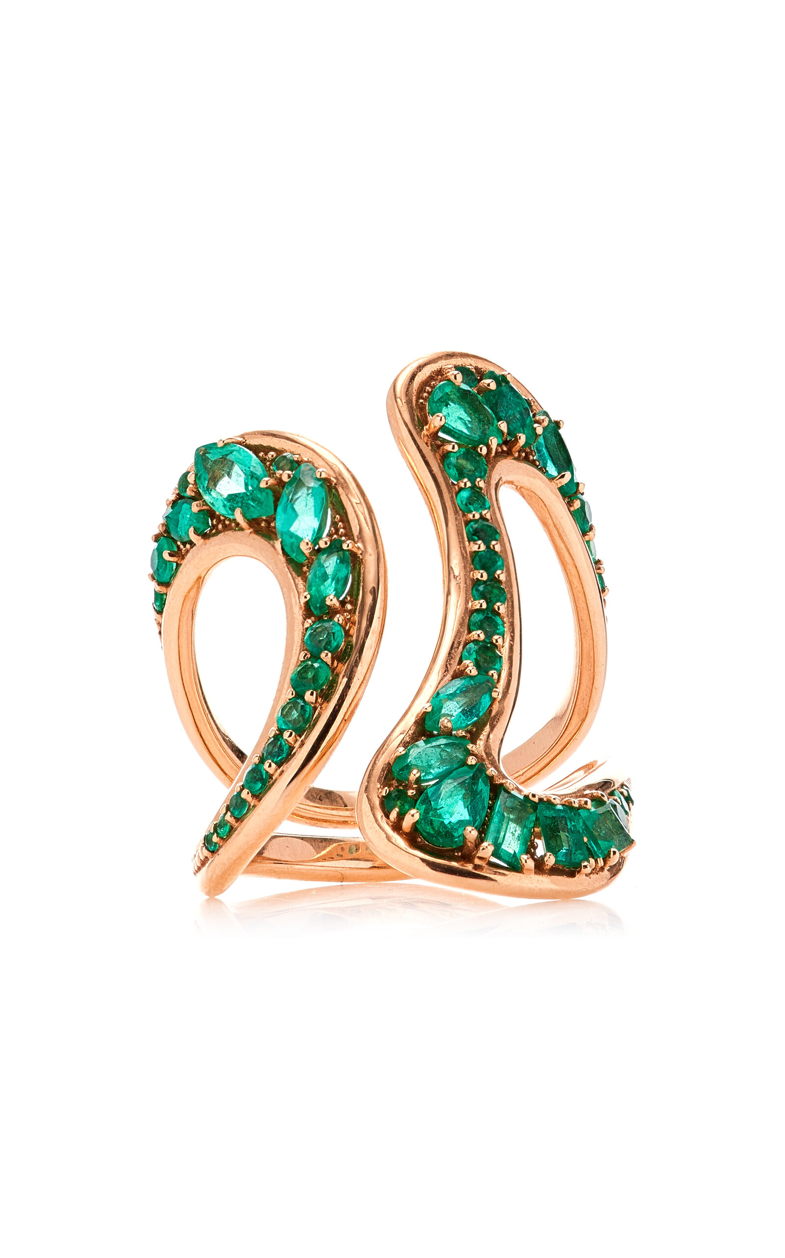 Stream 18K Rose Gold Emerald Ring