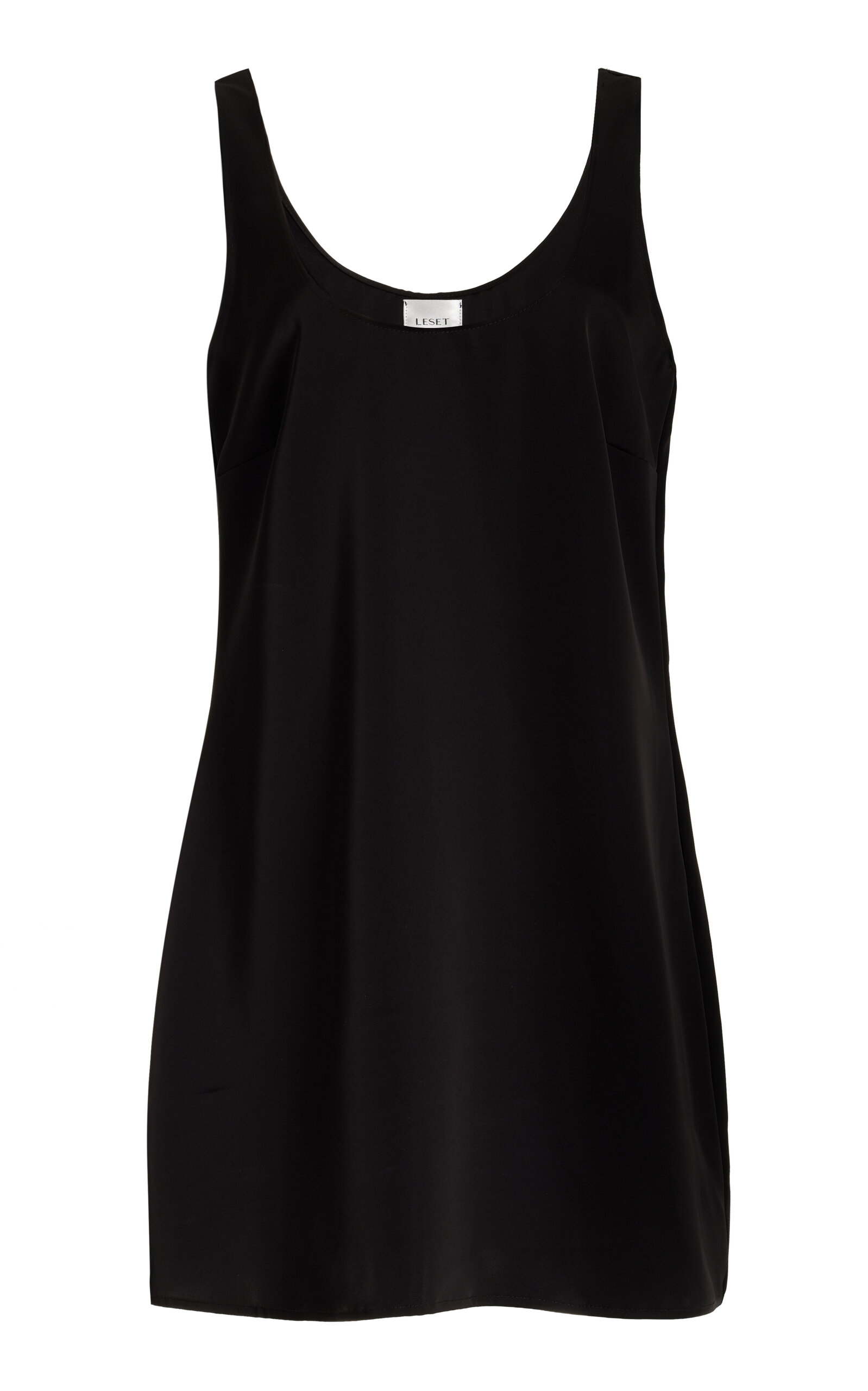 Leset Barb Satin Tank Dress In Black